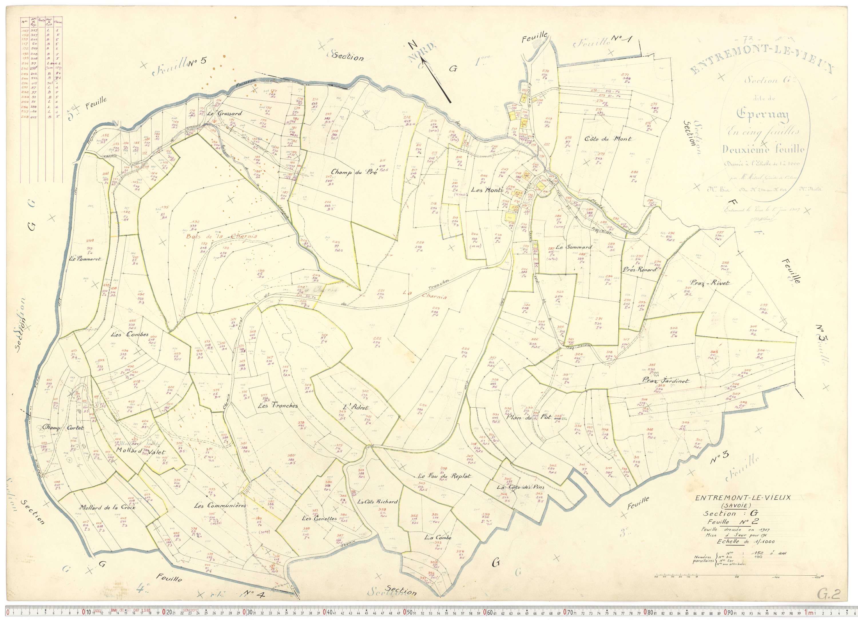 Entremont-le-Vieux - Cadastre rénové, version de travail (1964).