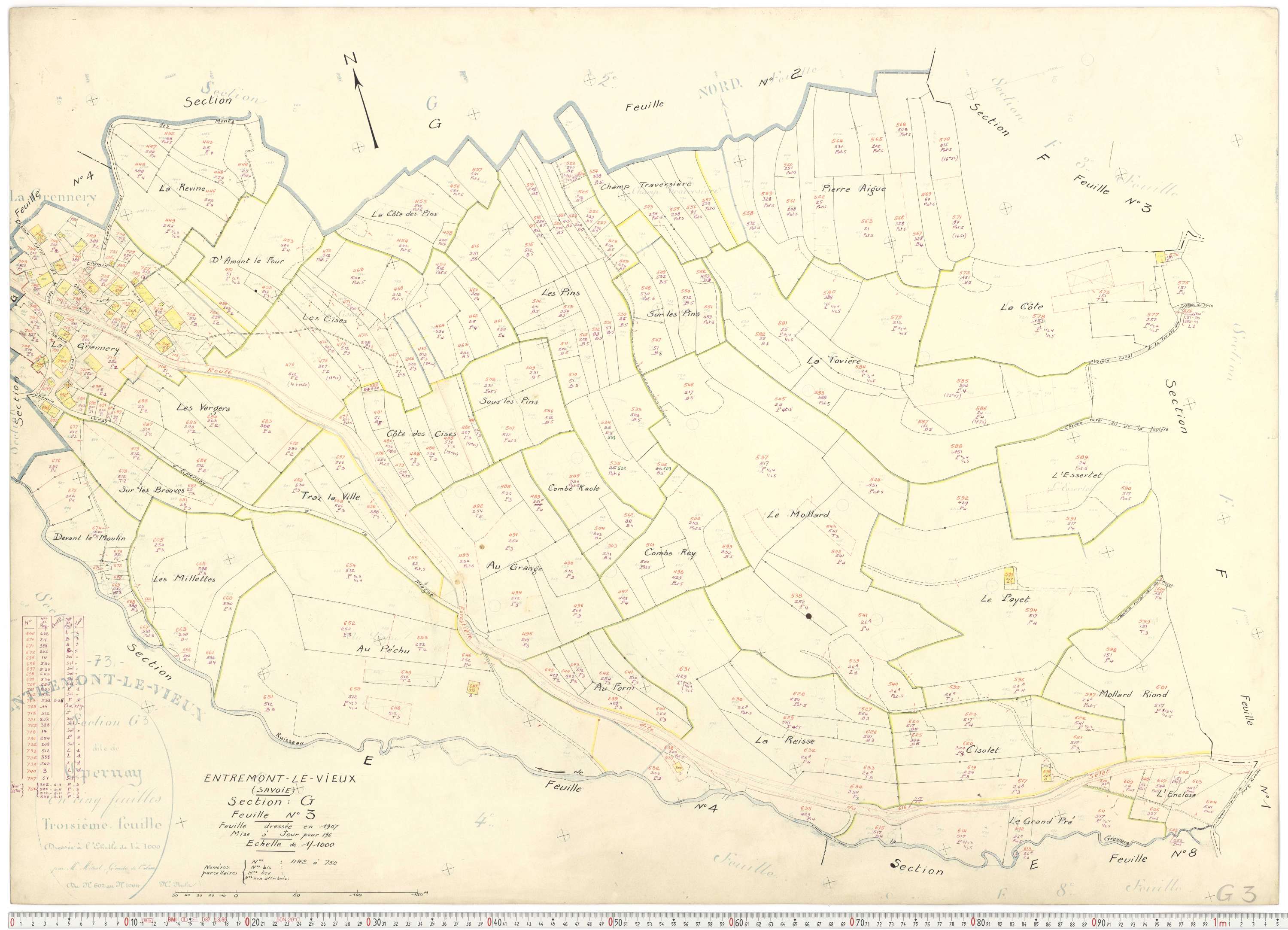 Entremont-le-Vieux - Cadastre rénové, version de travail (1964).