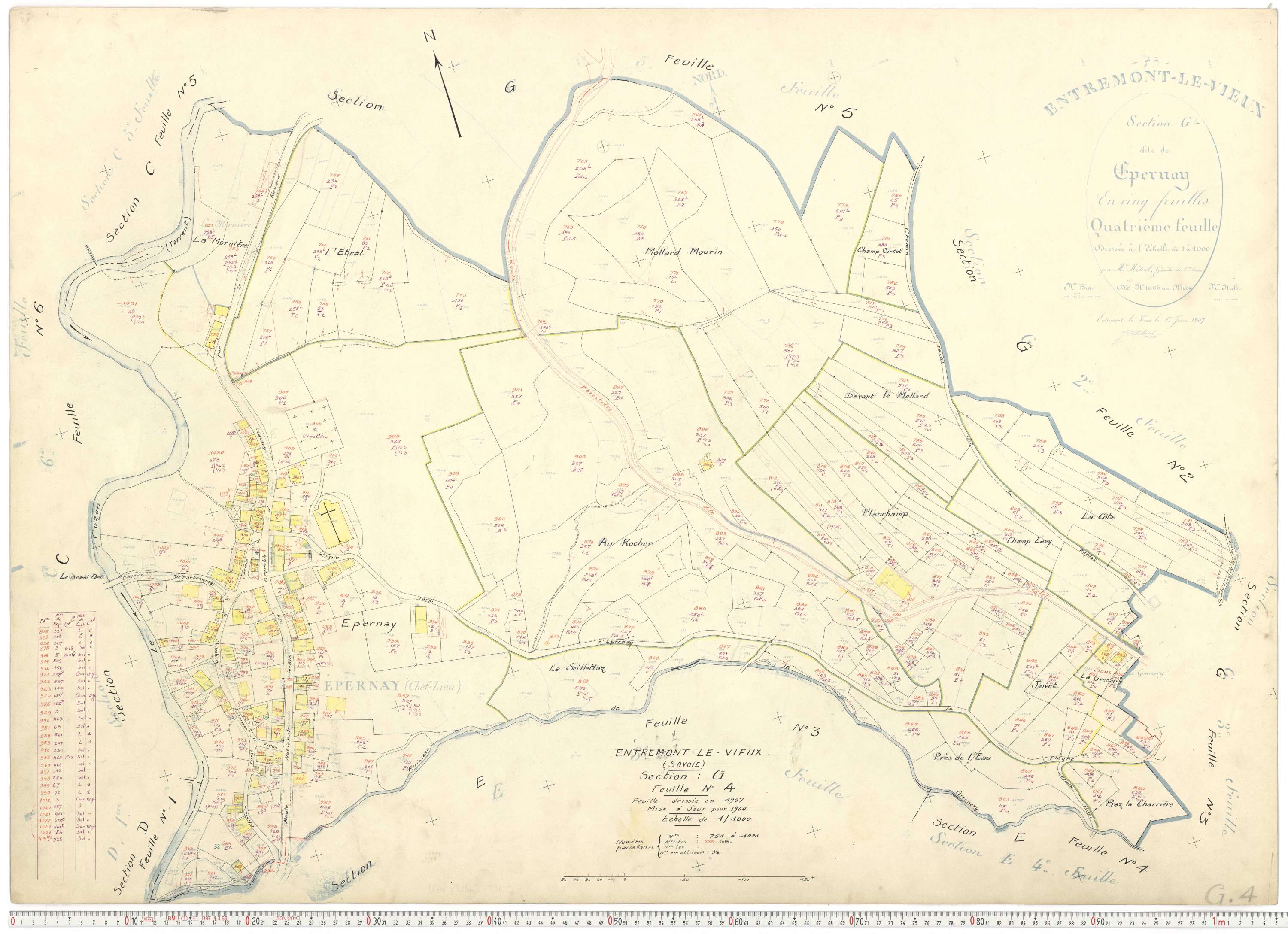 Entremont-le-Vieux - Cadastre rénové, version de travail (1964).