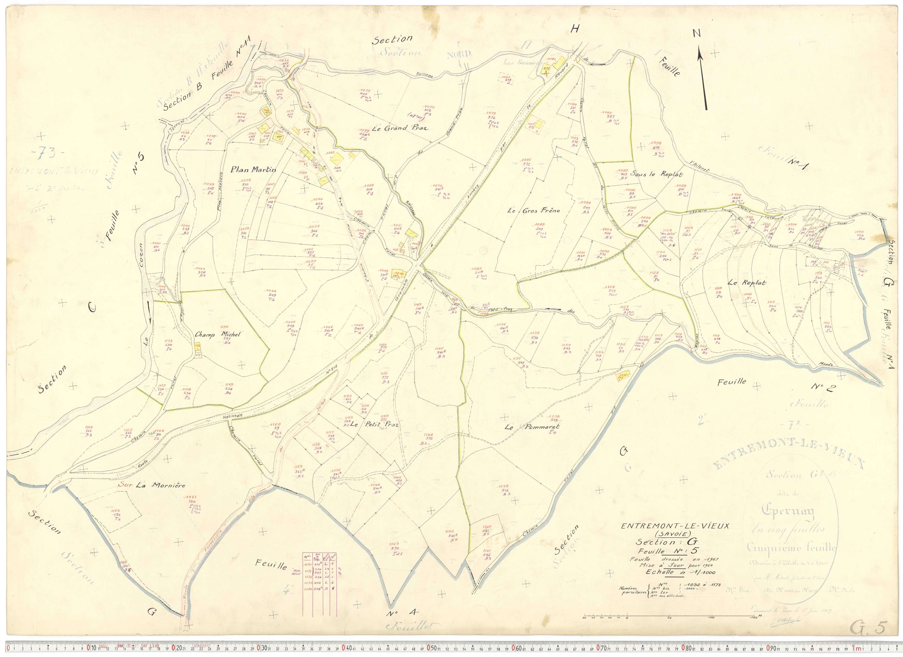 Entremont-le-Vieux - Cadastre rénové, version de travail (1964).