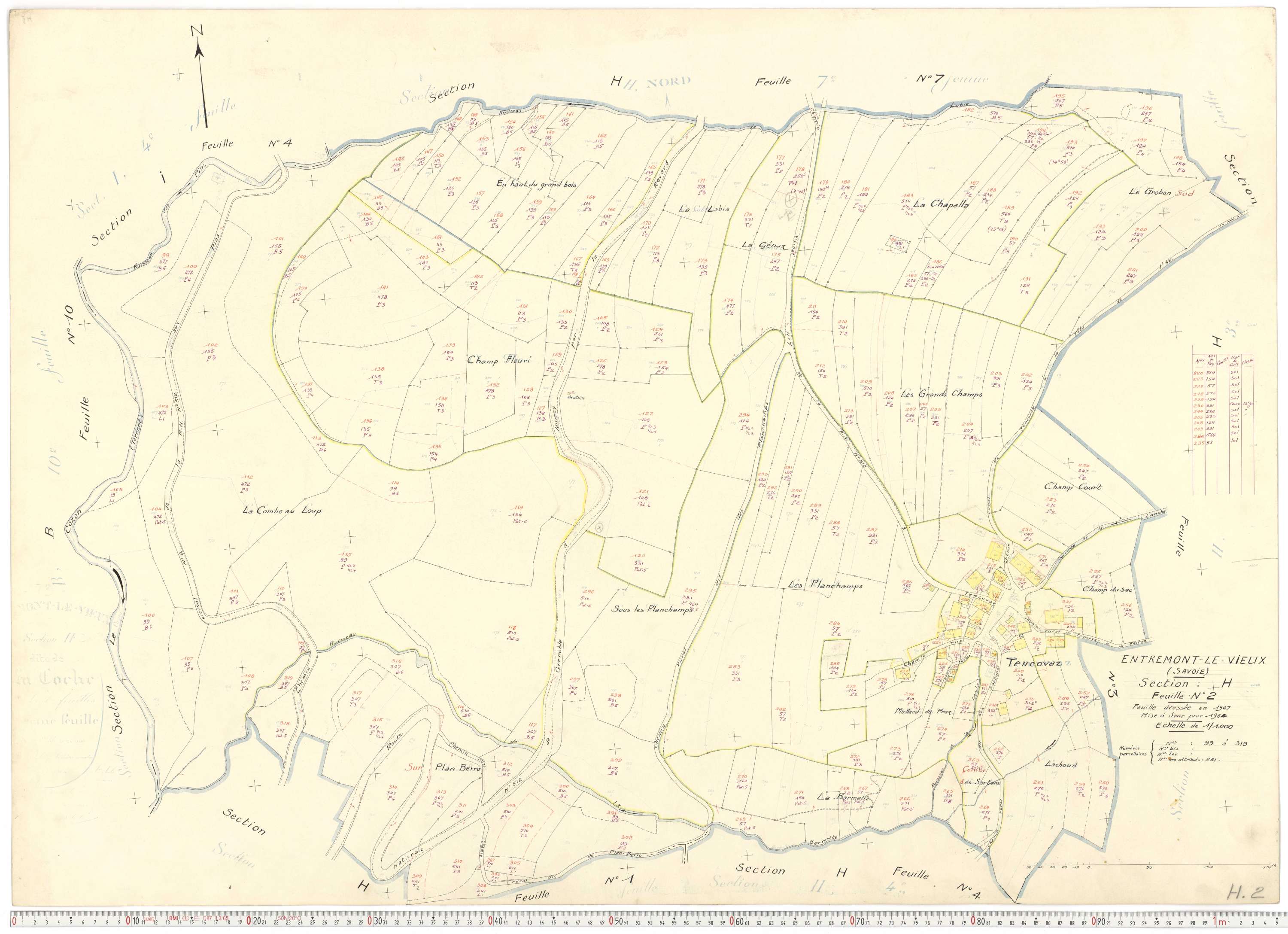 Entremont-le-Vieux - Cadastre rénové, version de travail (1964).