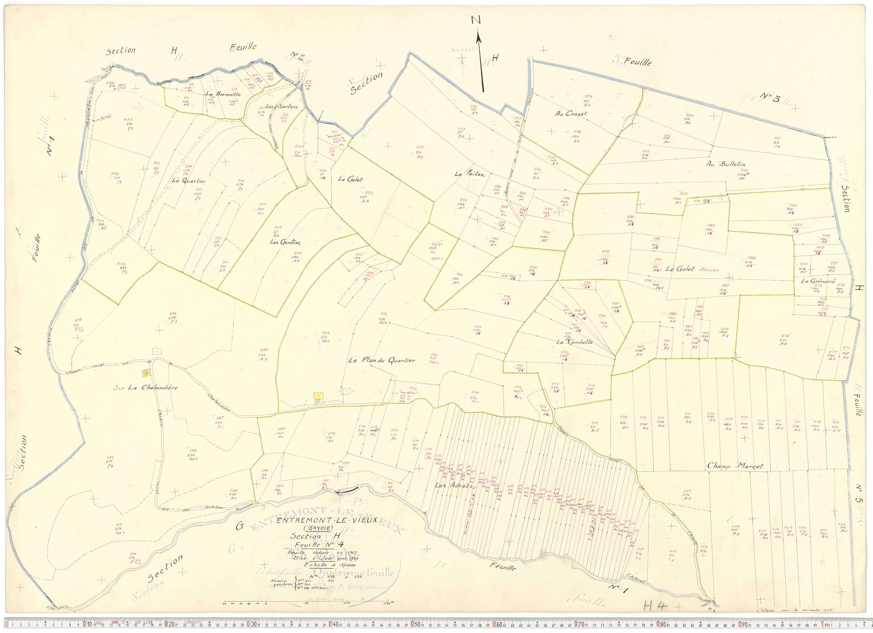 Entremont-le-Vieux - Cadastre rénové, version de travail (1964).