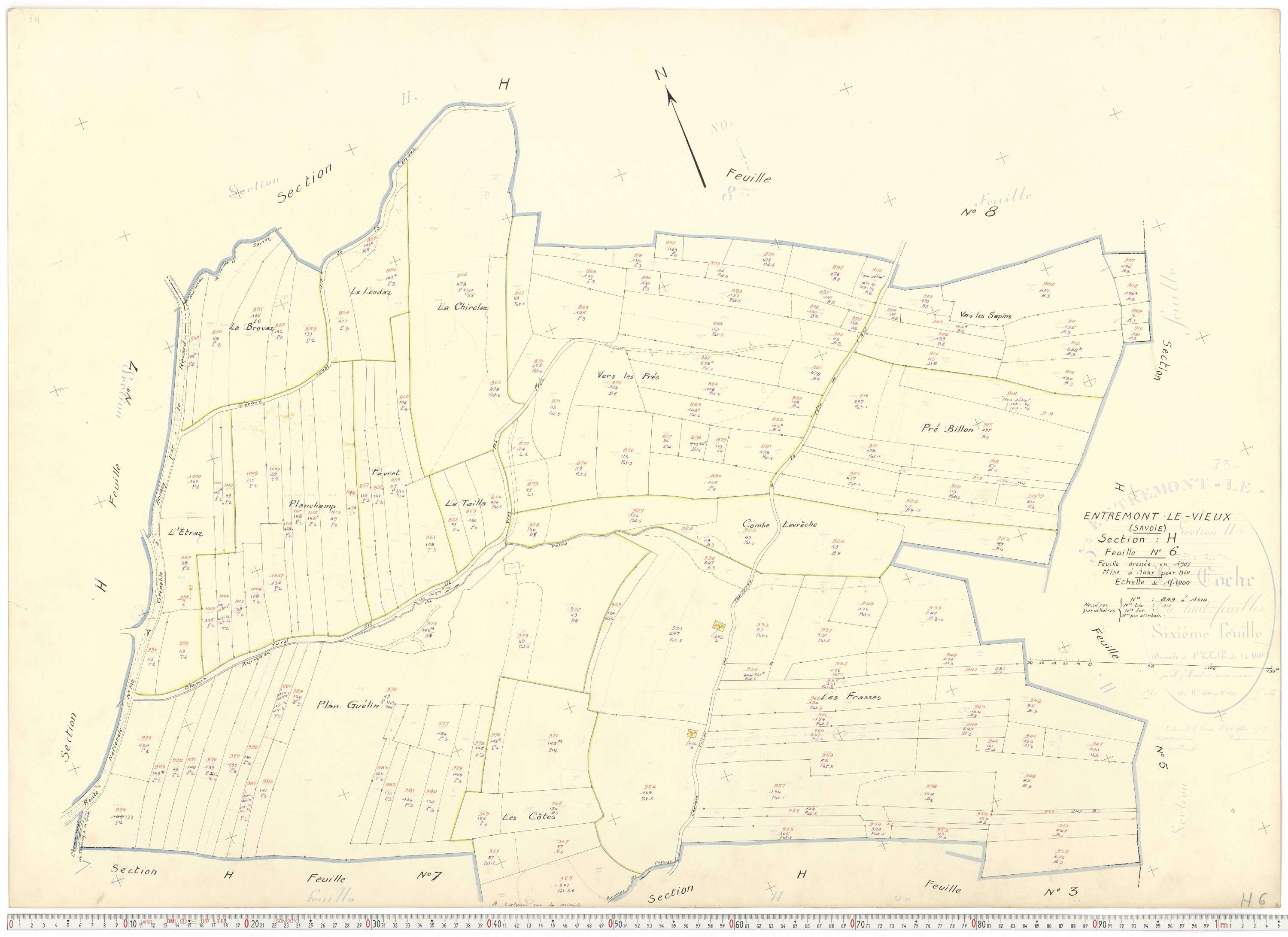 Entremont-le-Vieux - Cadastre rénové, version de travail (1964).