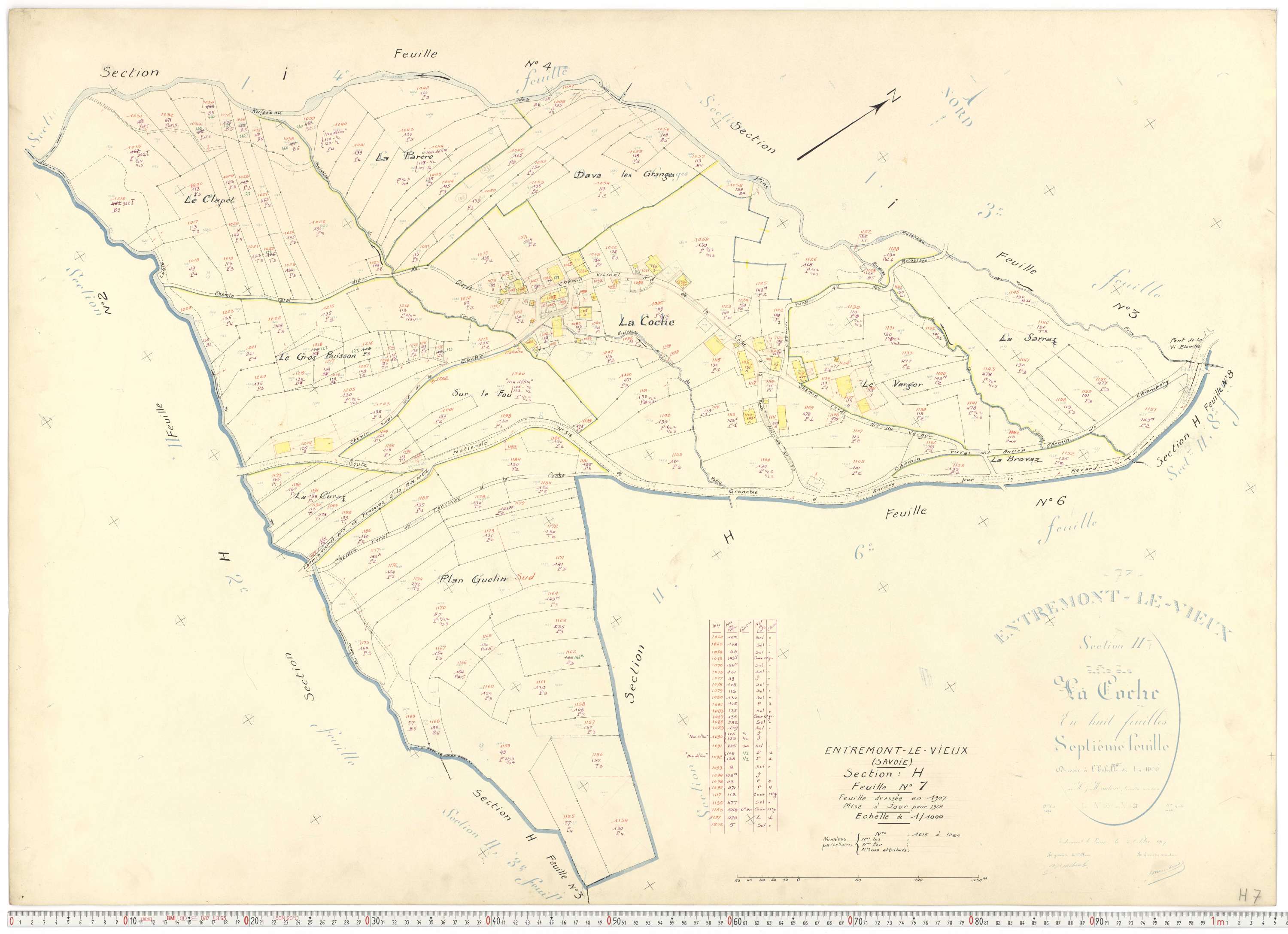 Entremont-le-Vieux - Cadastre rénové, version de travail (1964).