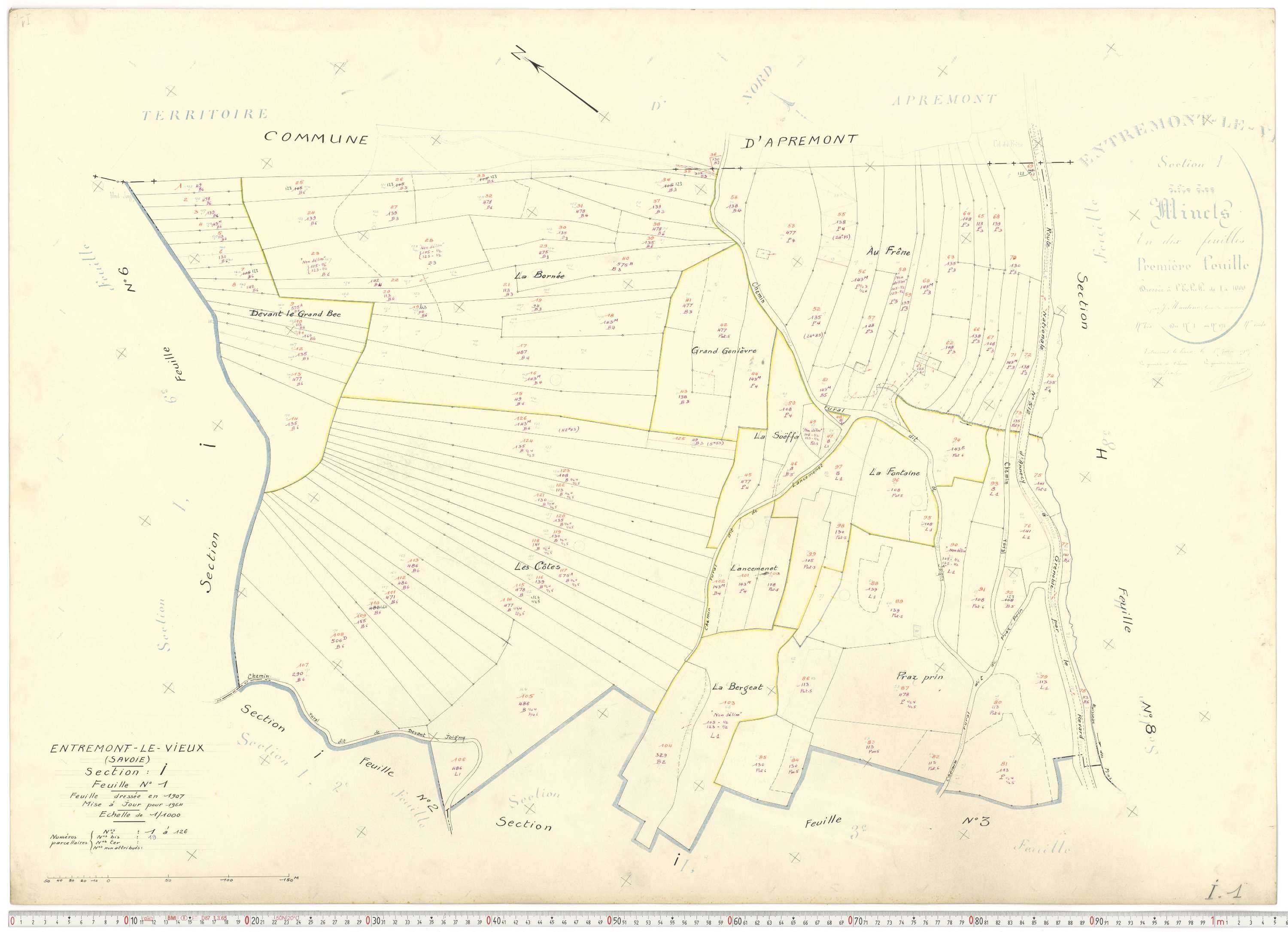 Entremont-le-Vieux - Cadastre rénové, version de travail (1964).