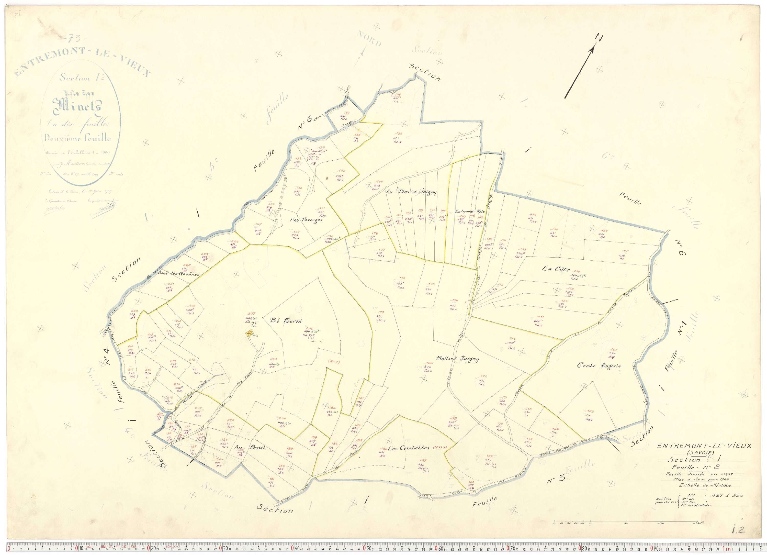 Entremont-le-Vieux - Cadastre rénové, version de travail (1964).