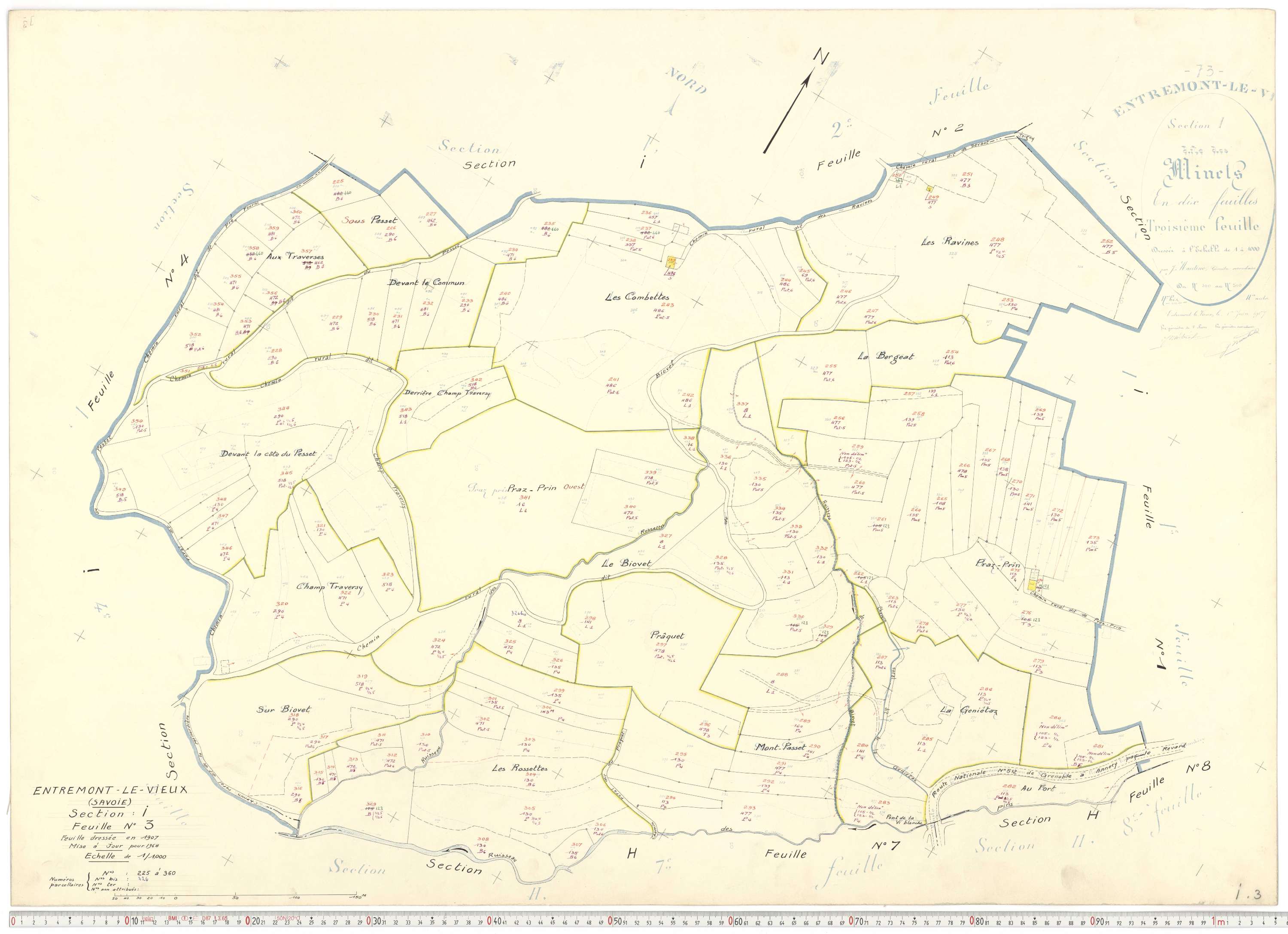 Entremont-le-Vieux - Cadastre rénové, version de travail (1964).