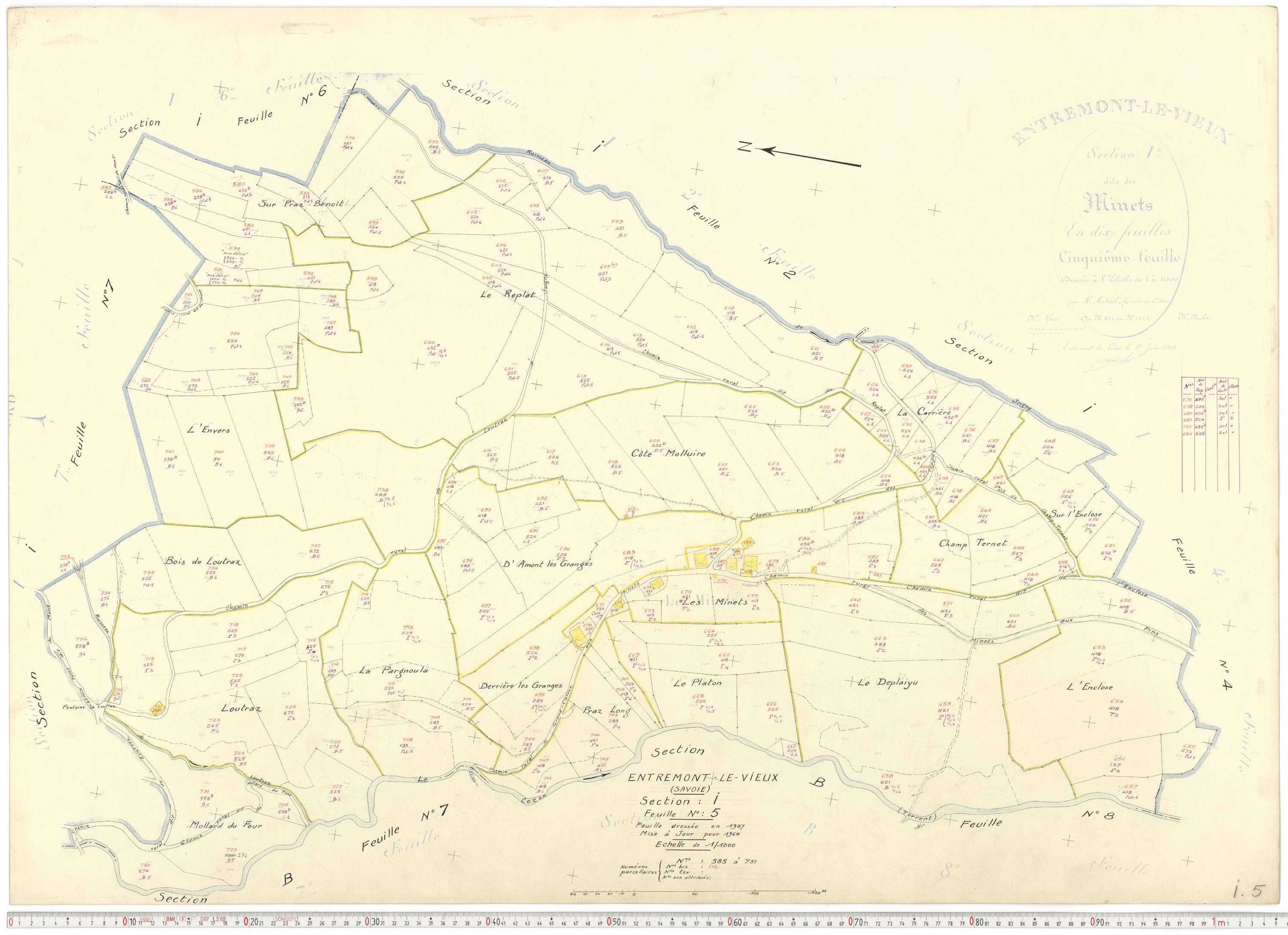 Entremont-le-Vieux - Cadastre rénové, version de travail (1964).