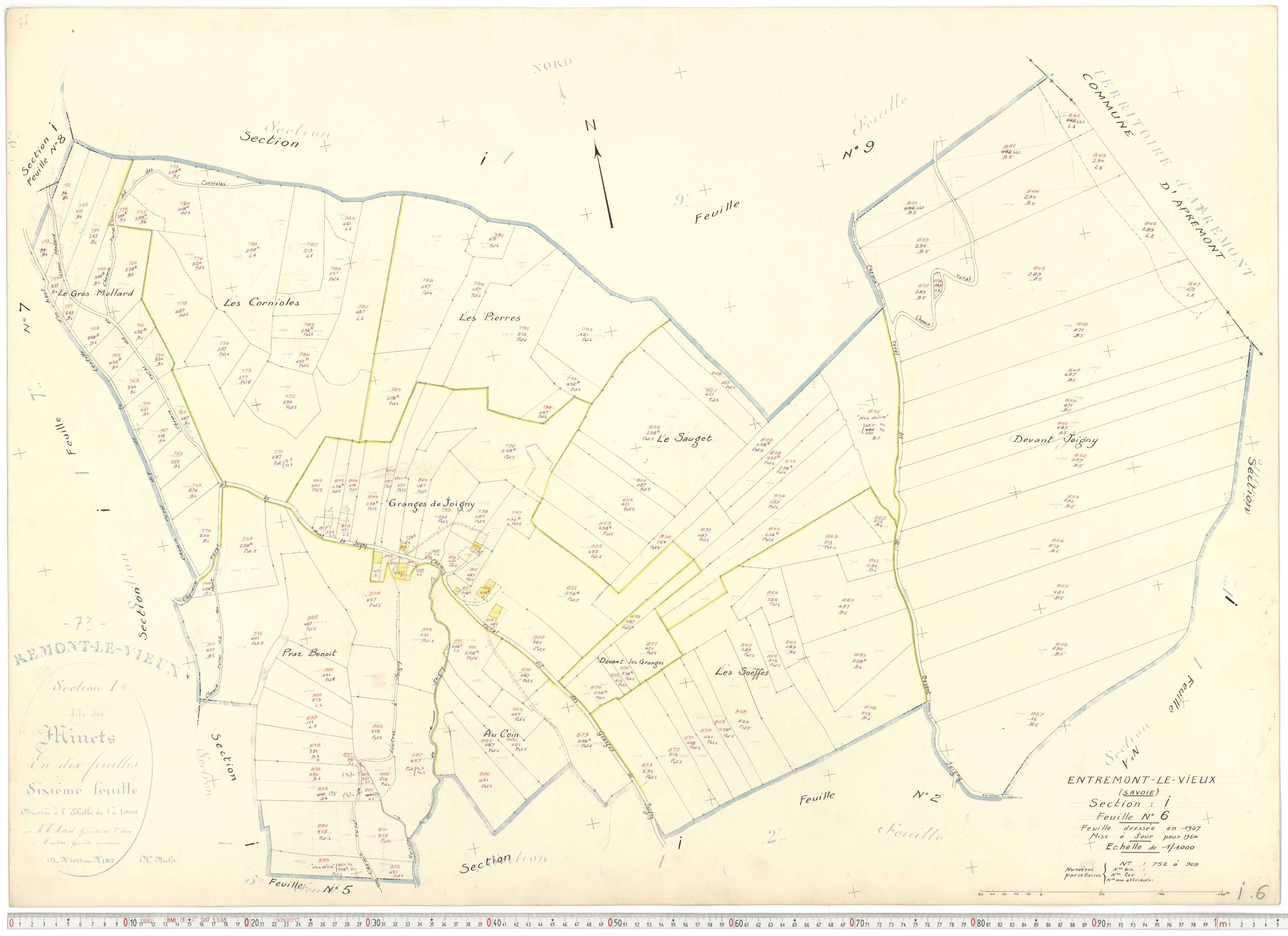 Entremont-le-Vieux - Cadastre rénové, version de travail (1964).