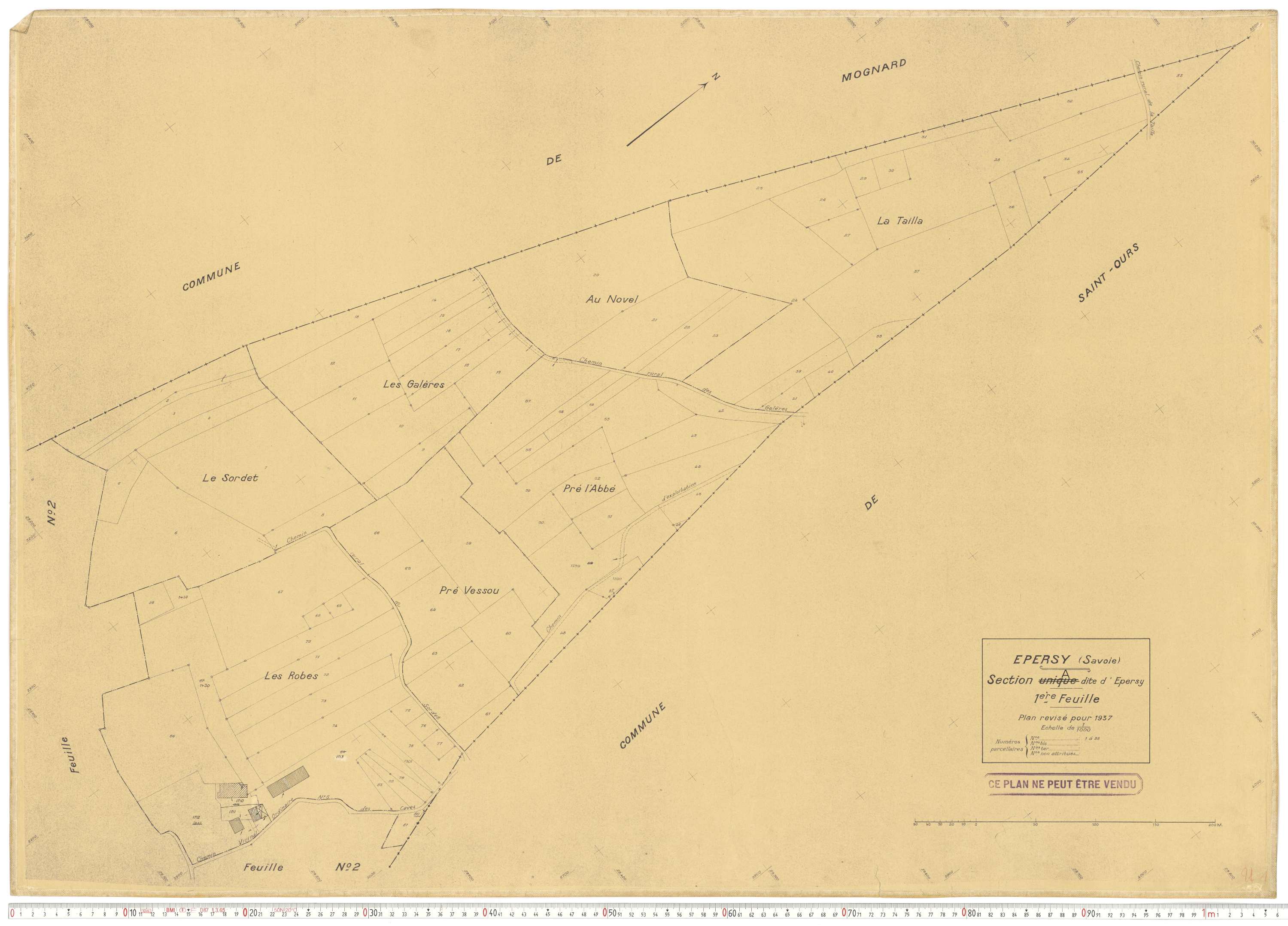 Épersy - Plans cadastraux du cadastre rénové en 1937 et mis à jour en 1988.