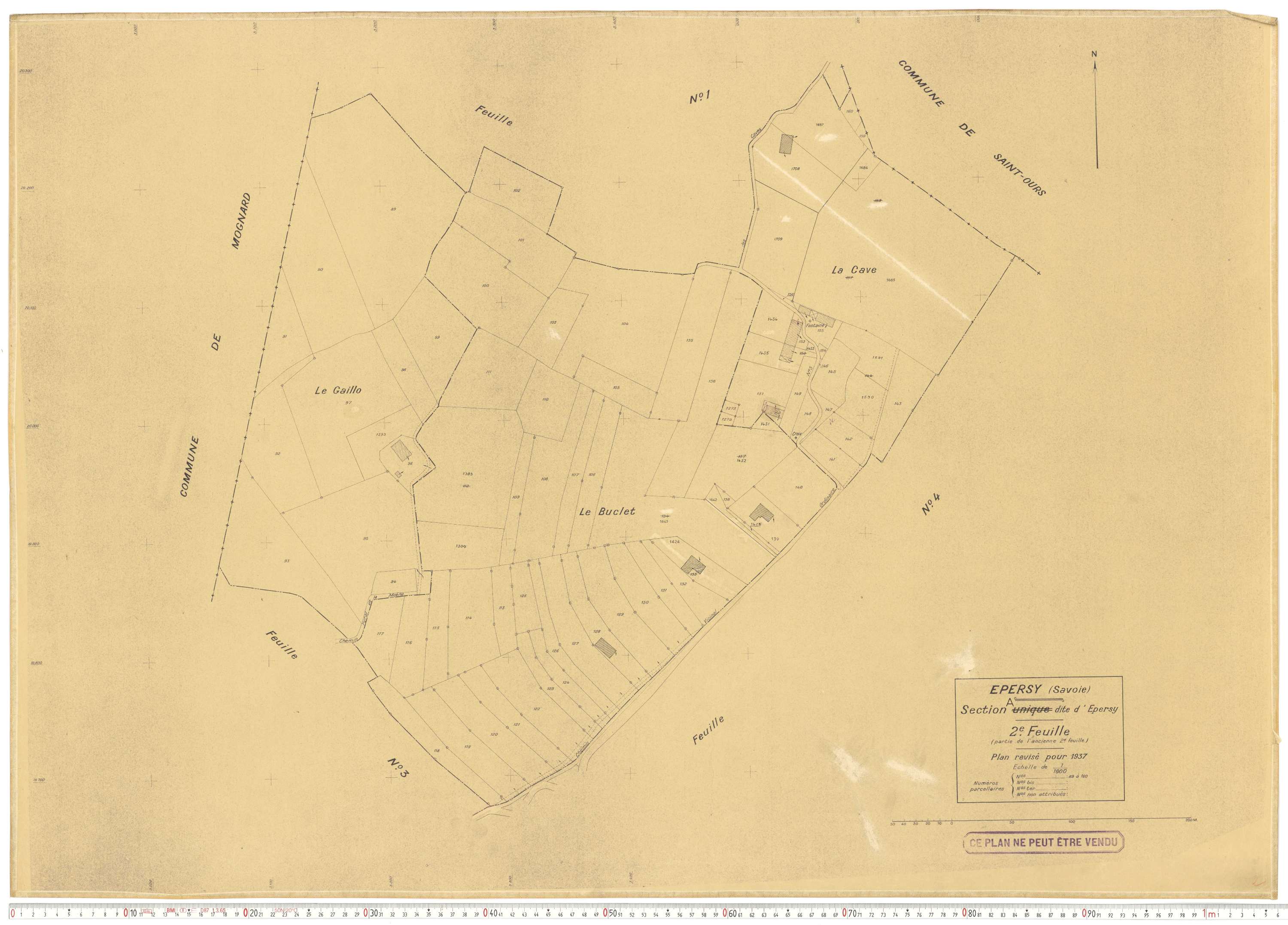 Épersy - Plans cadastraux du cadastre rénové en 1937 et mis à jour en 1988.