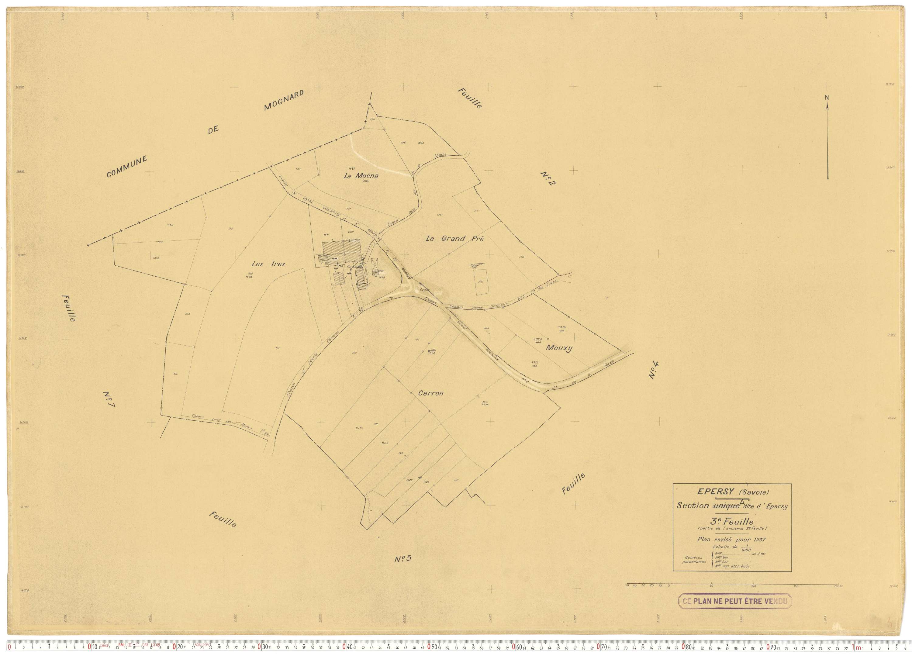 Épersy - Plans cadastraux du cadastre rénové en 1937 et mis à jour en 1988.