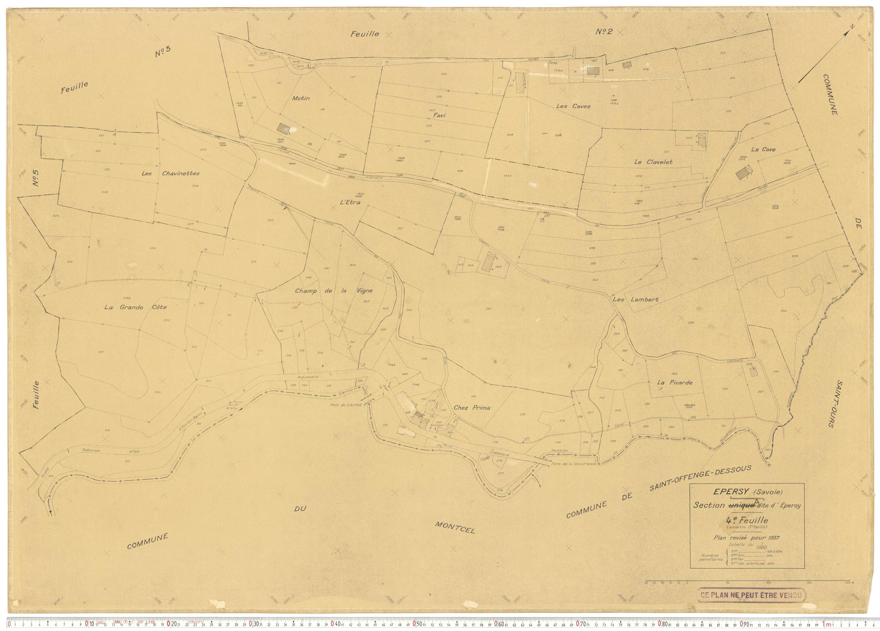 Épersy - Plans cadastraux du cadastre rénové en 1937 et mis à jour en 1988.