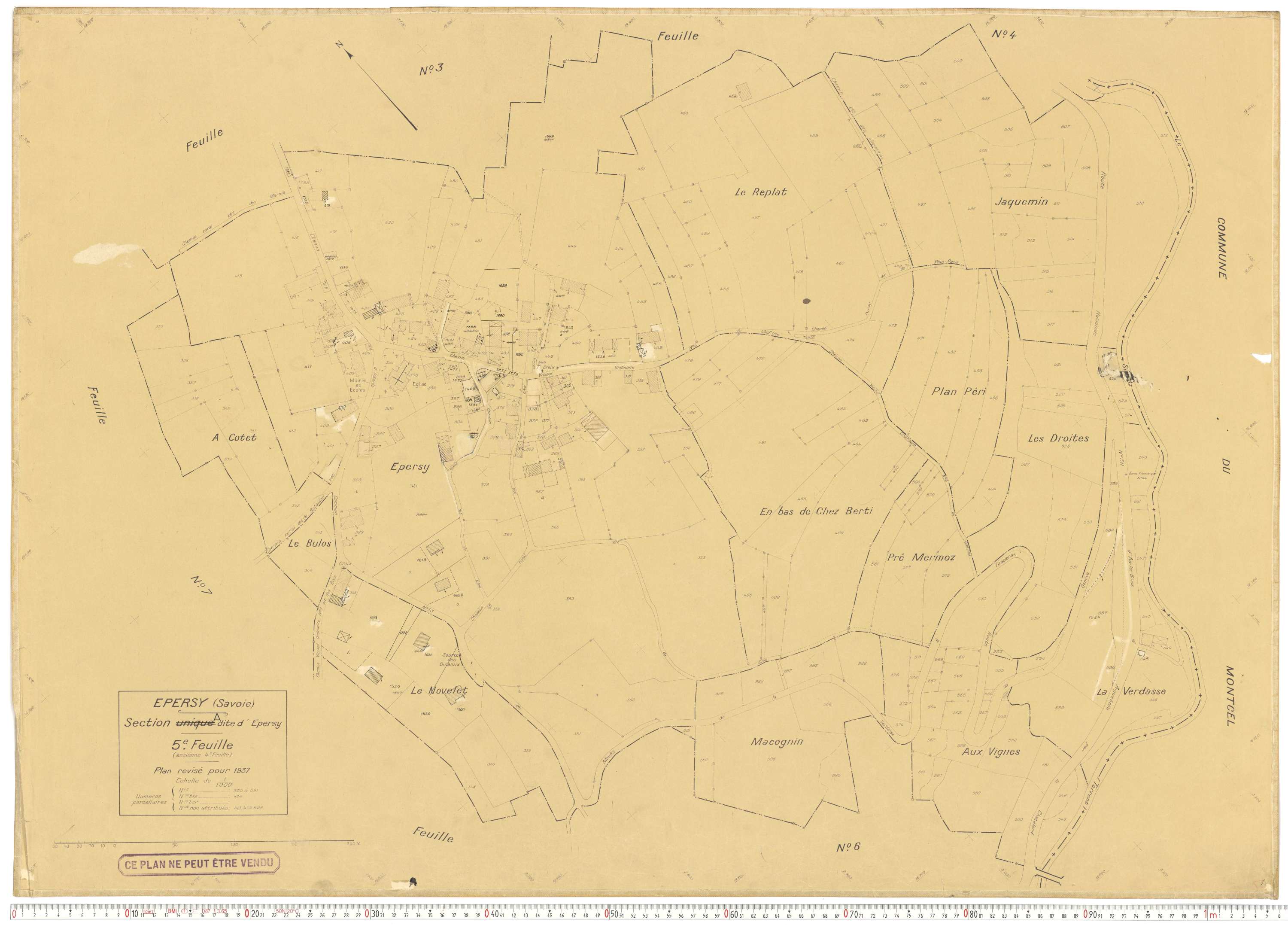 Épersy - Plans cadastraux du cadastre rénové en 1937 et mis à jour en 1988.