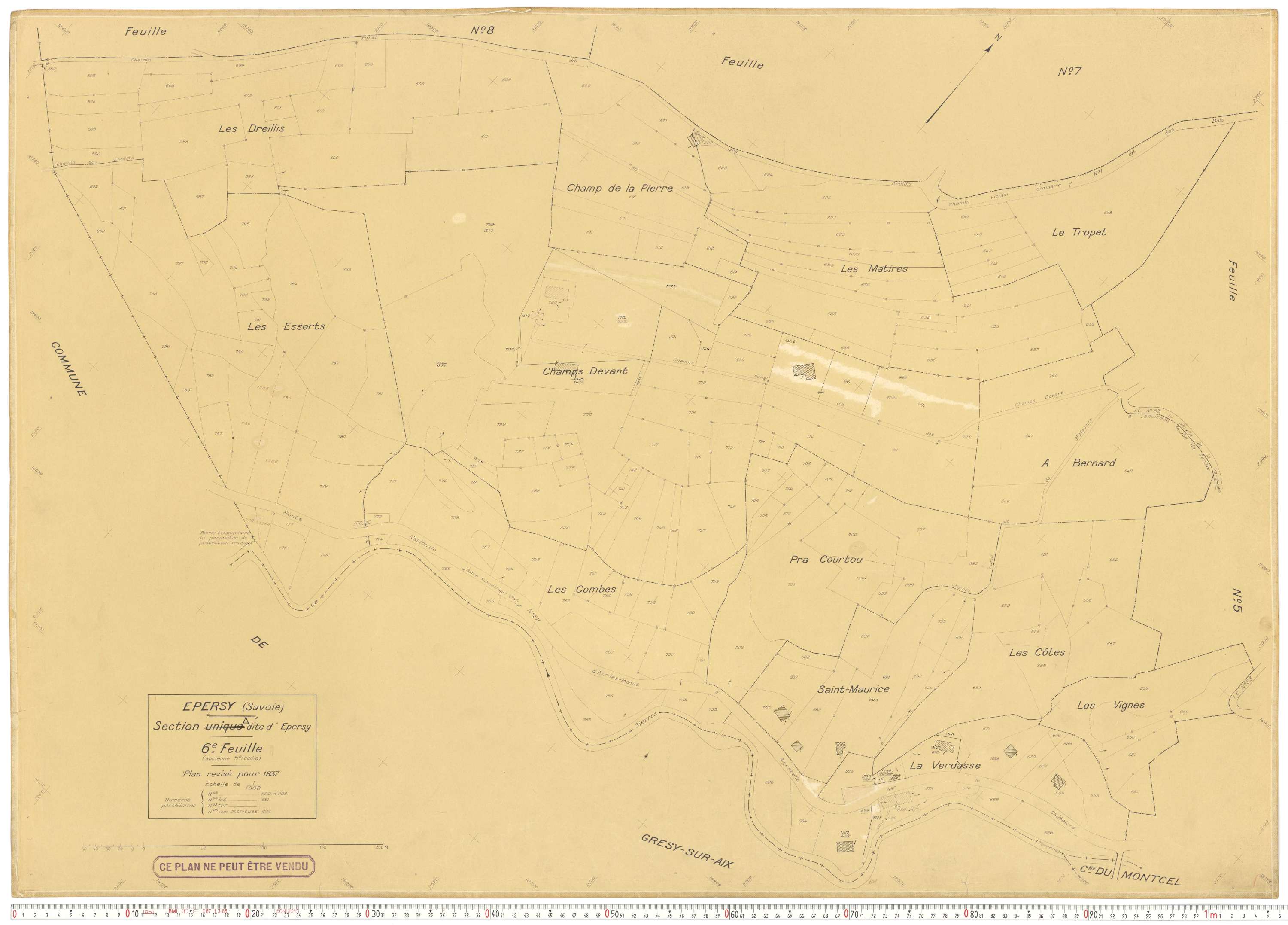 Épersy - Plans cadastraux du cadastre rénové en 1937 et mis à jour en 1988.