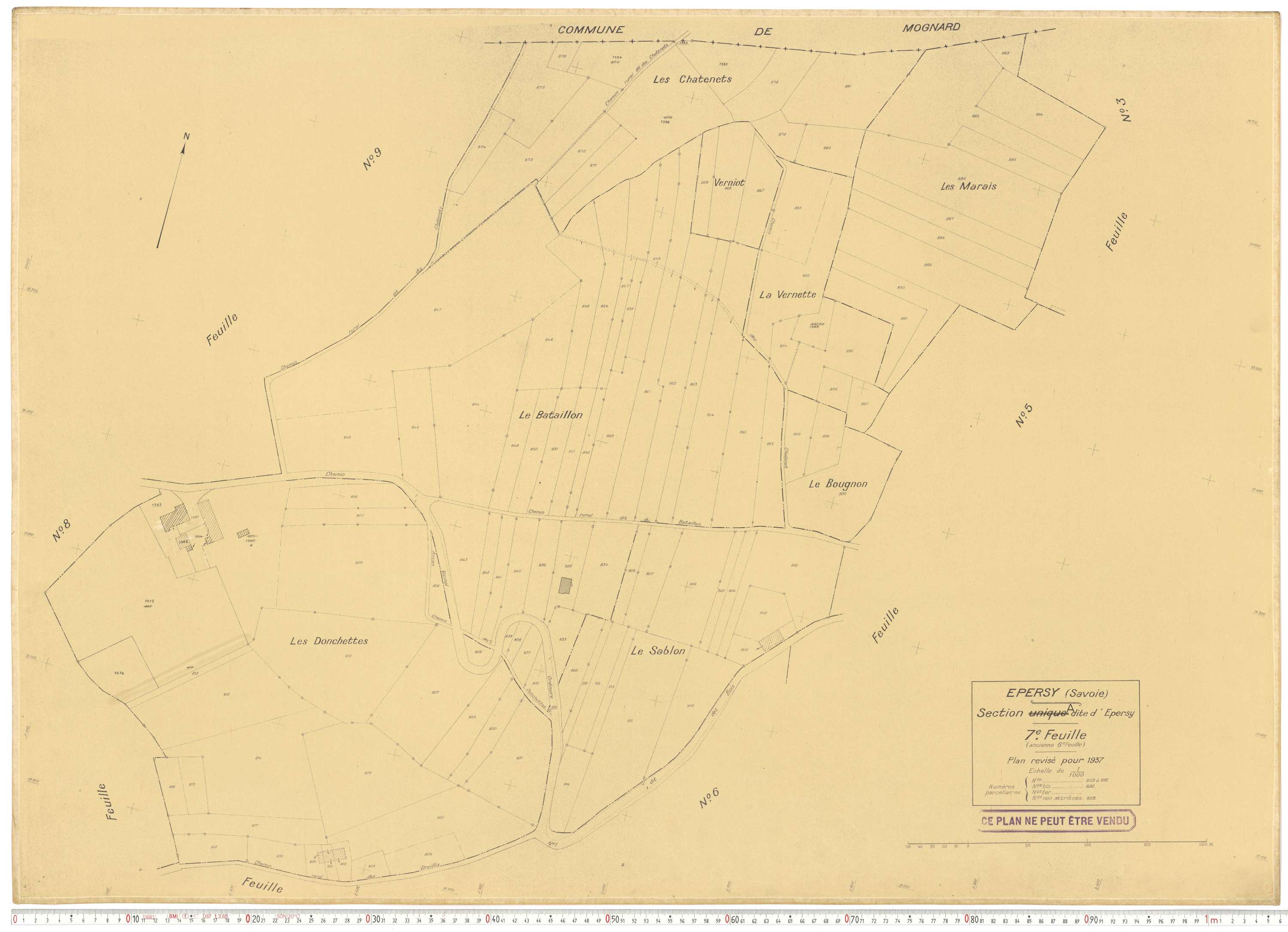 Épersy - Plans cadastraux du cadastre rénové en 1937 et mis à jour en 1988.
