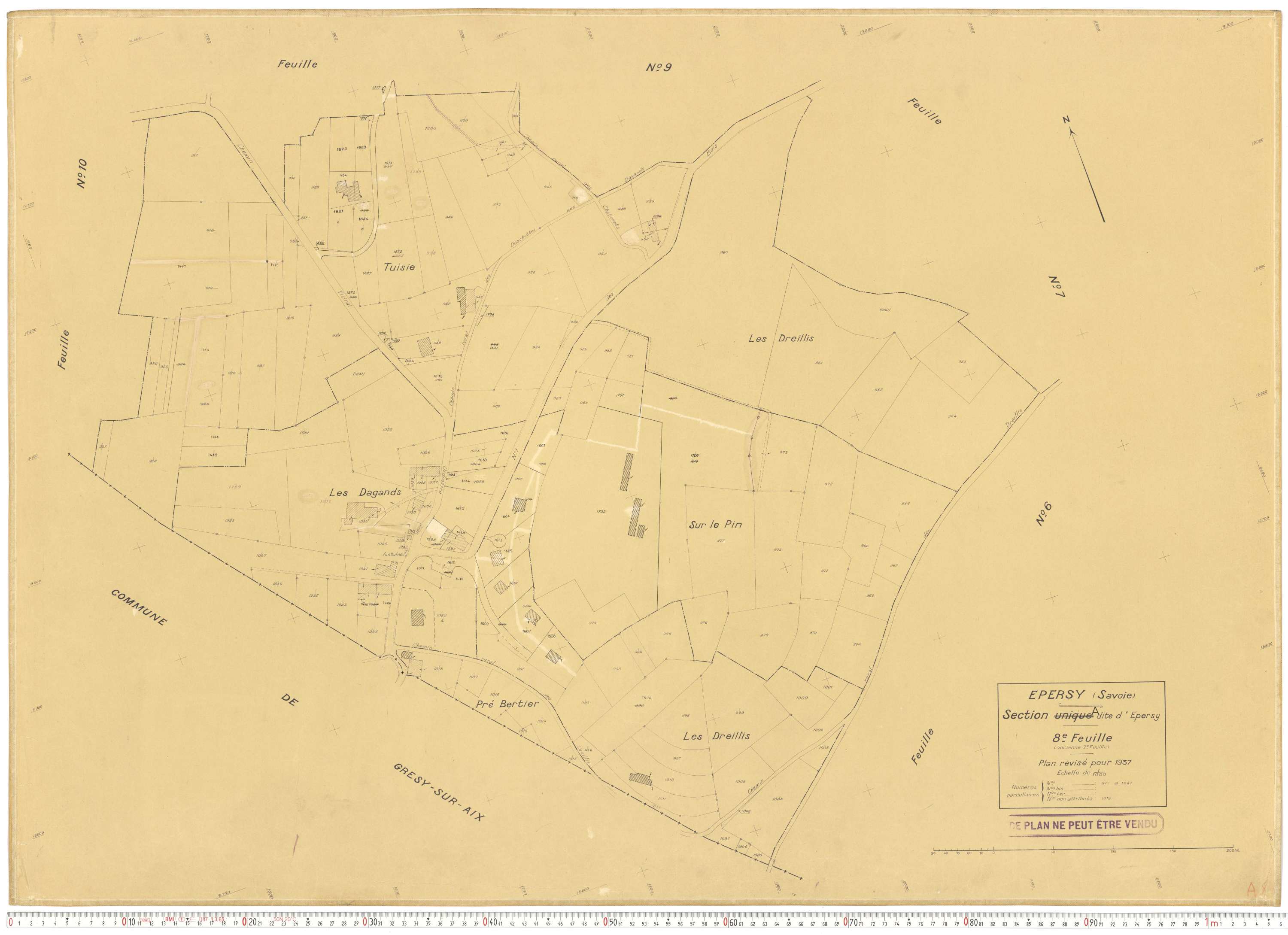 Épersy - Plans cadastraux du cadastre rénové en 1937 et mis à jour en 1988.