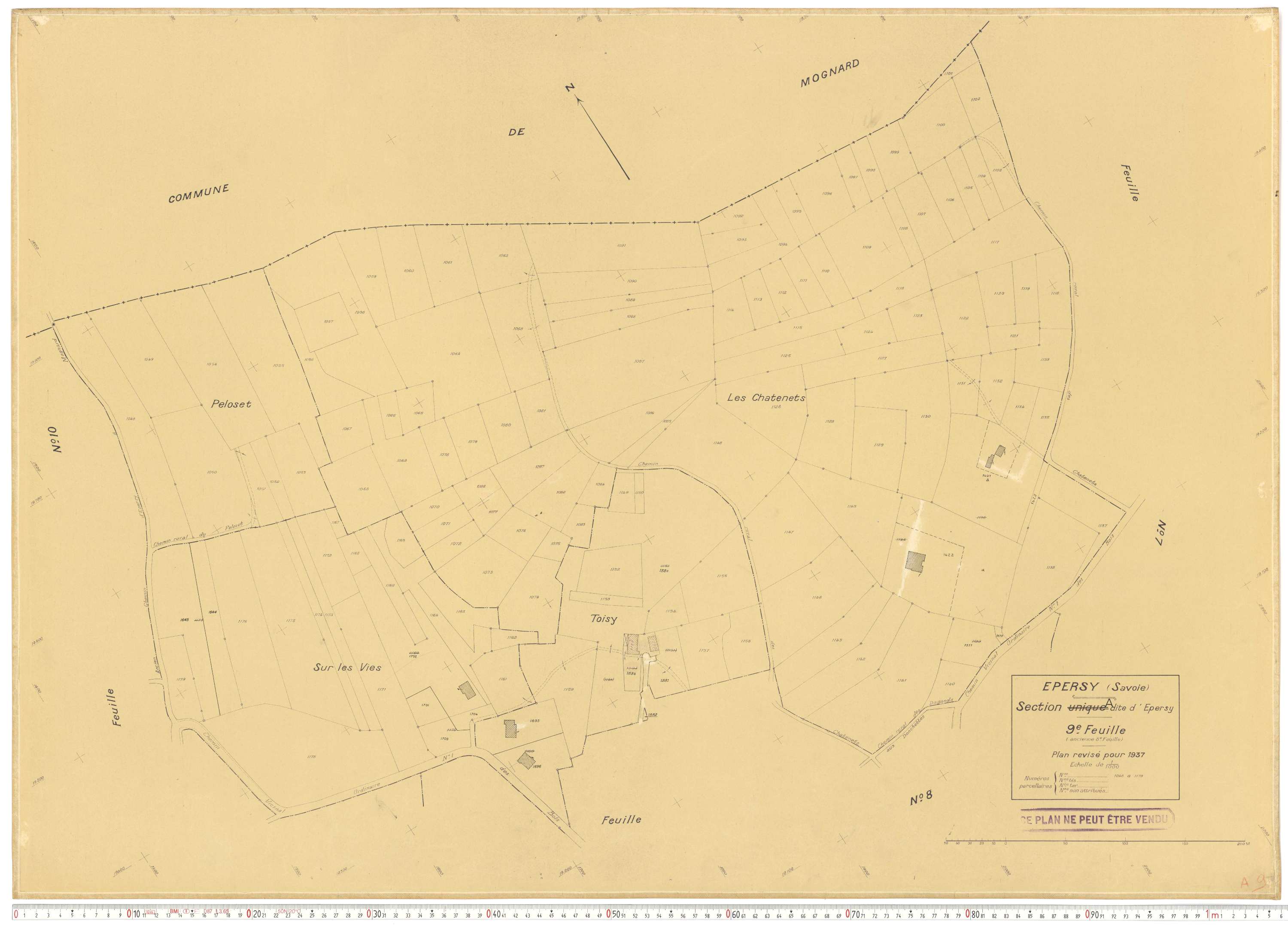 Épersy - Plans cadastraux du cadastre rénové en 1937 et mis à jour en 1988.