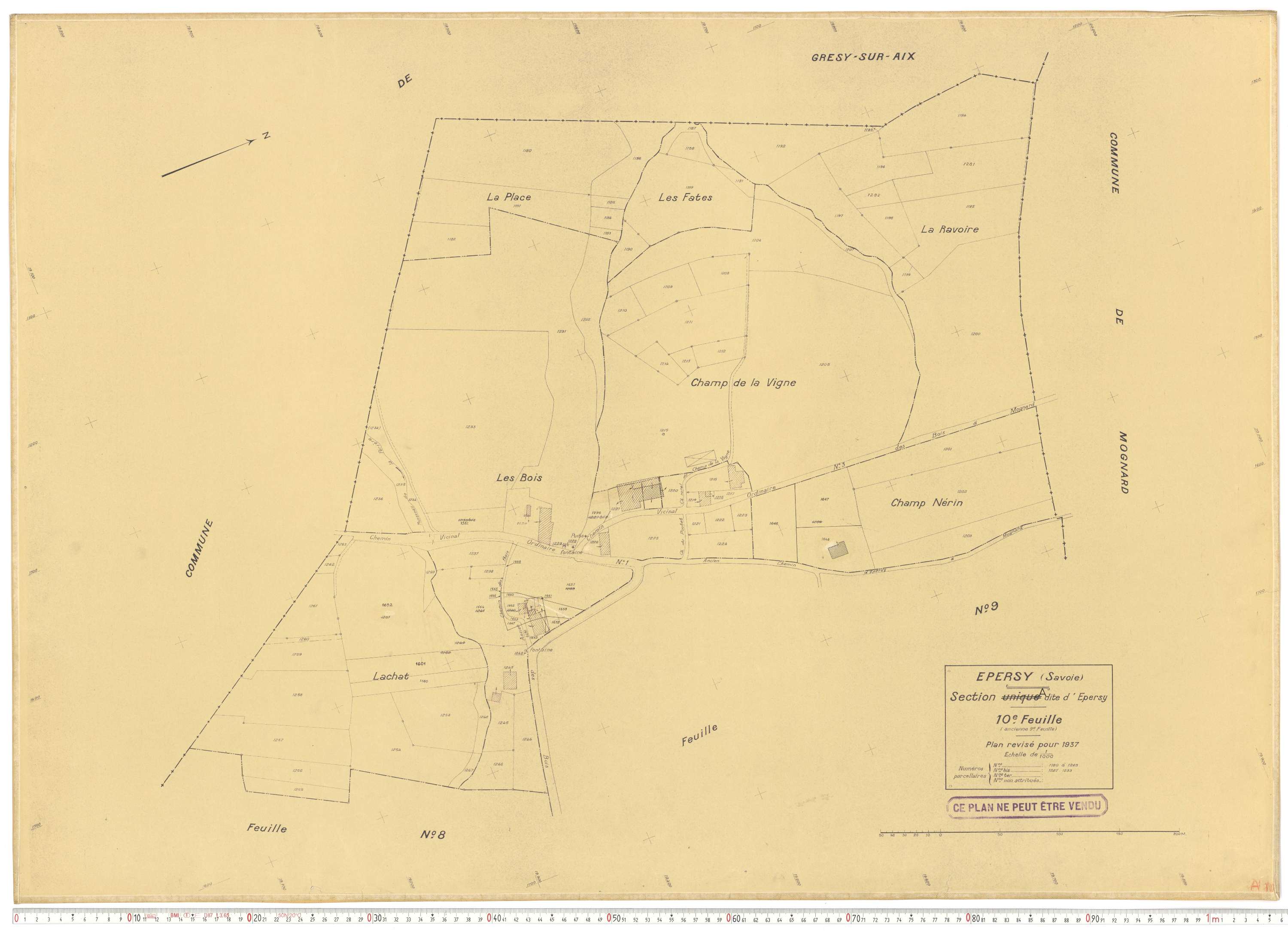 Épersy - Plans cadastraux du cadastre rénové en 1937 et mis à jour en 1988.