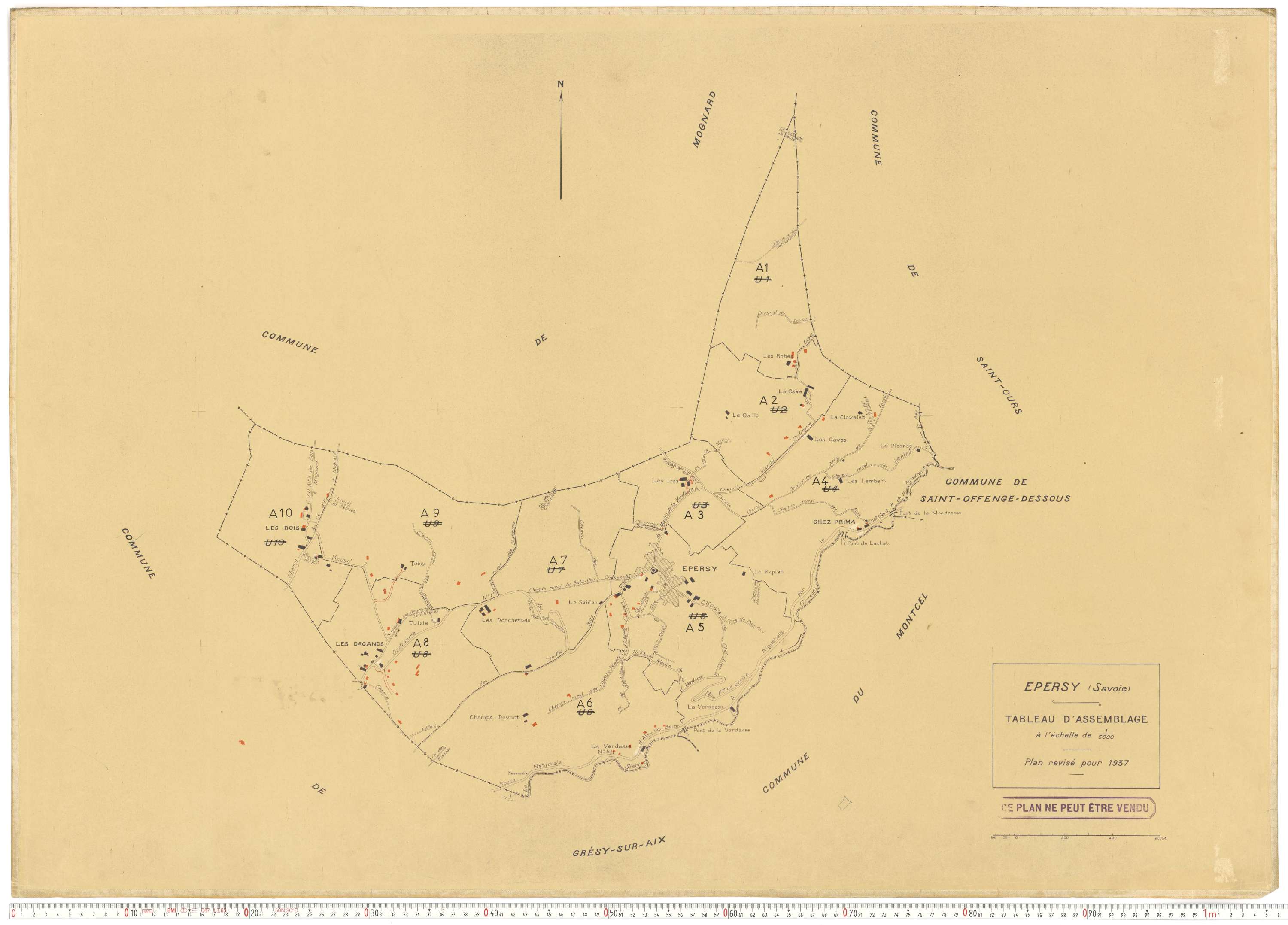 Épersy - Plans cadastraux du cadastre rénové en 1937 et mis à jour en 1988.