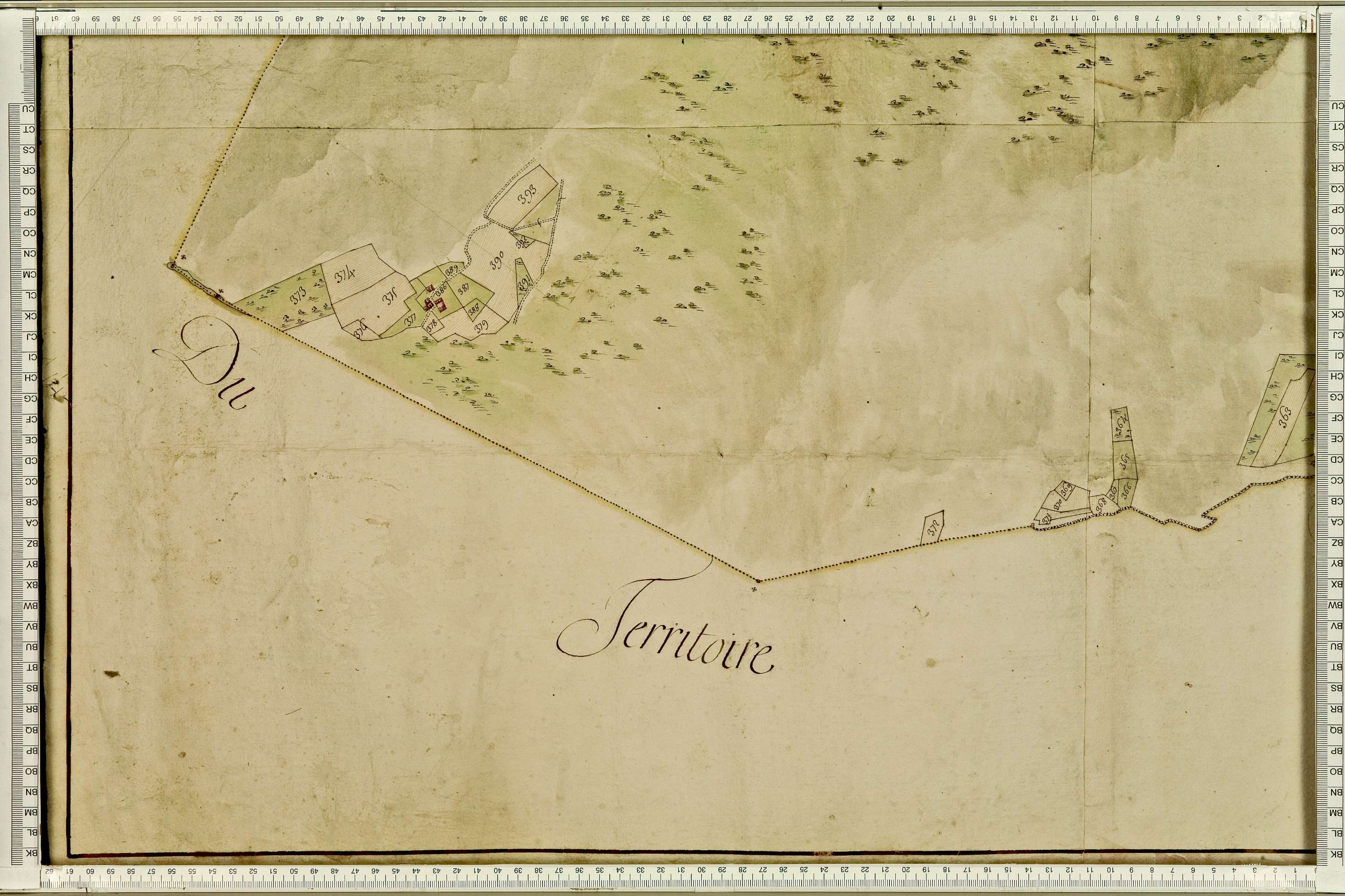 Feissons-sur-Isère - Copie de la mappe originale (plan cadastral) de la commune de Fessons-sous-Briançon. Signée Cocelli, directeur de la péréquation.