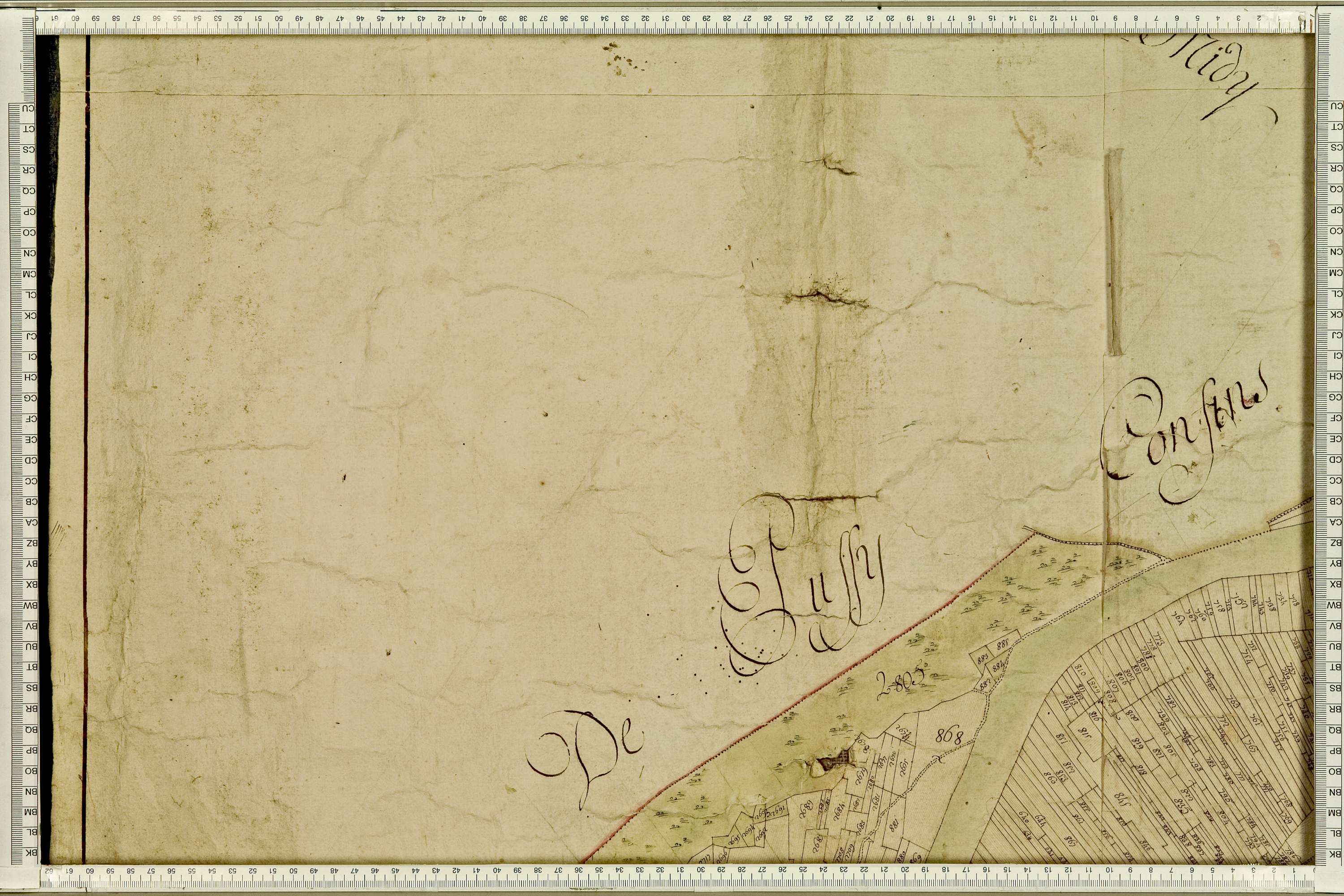 Feissons-sur-Isère - Copie de la mappe originale (plan cadastral) de la commune de Fessons-sous-Briançon. Signée Cocelli, directeur de la péréquation.