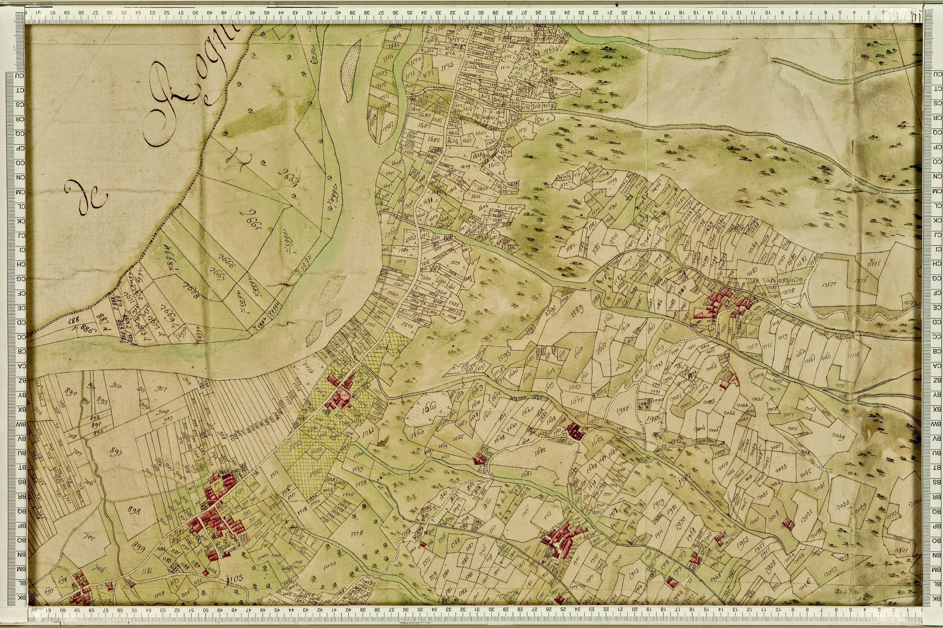 Feissons-sur-Isère - Copie de la mappe originale (plan cadastral) de la commune de Fessons-sous-Briançon. Signée Cocelli, directeur de la péréquation.