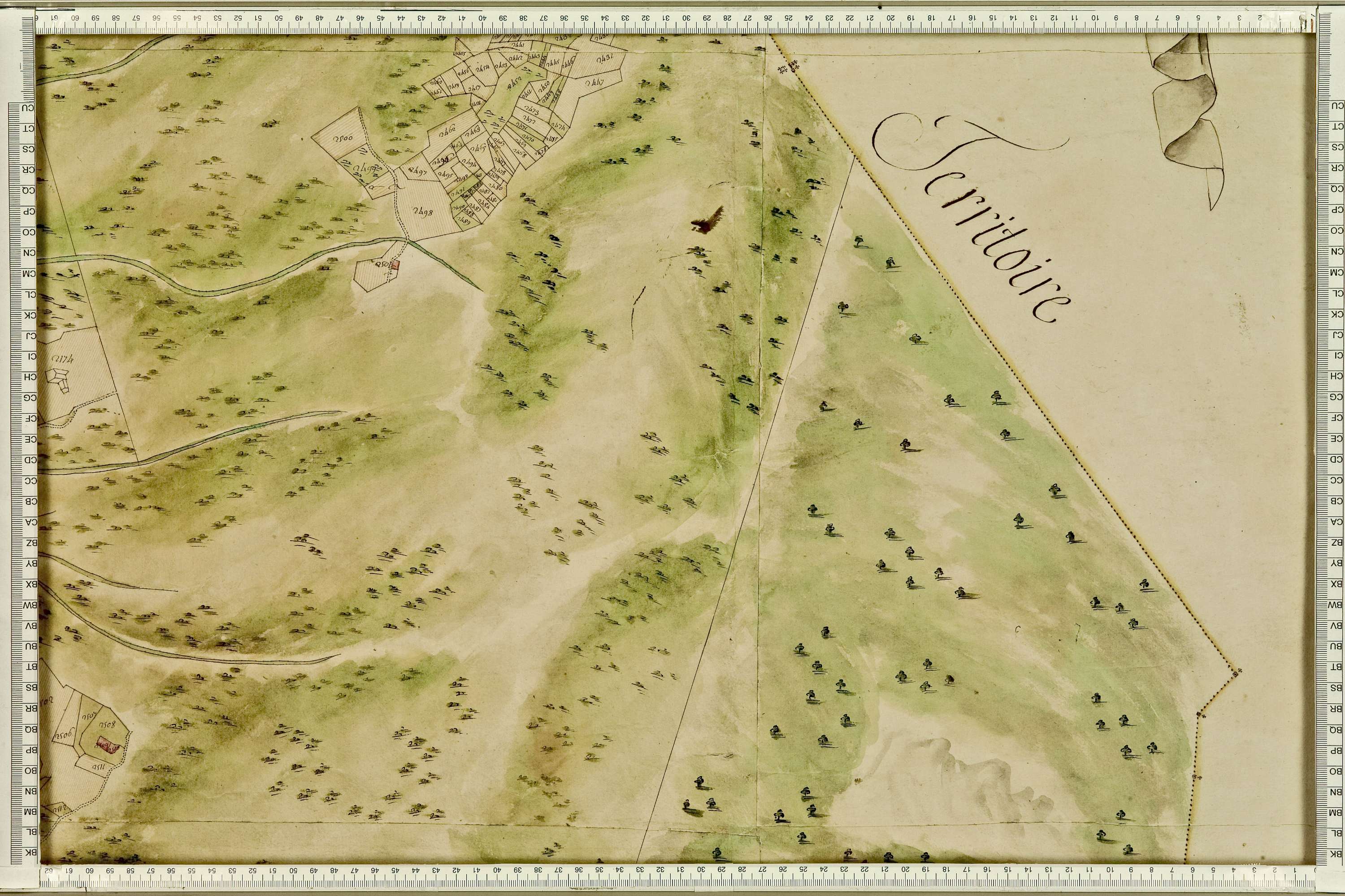 Feissons-sur-Isère - Copie de la mappe originale (plan cadastral) de la commune de Fessons-sous-Briançon. Signée Cocelli, directeur de la péréquation.