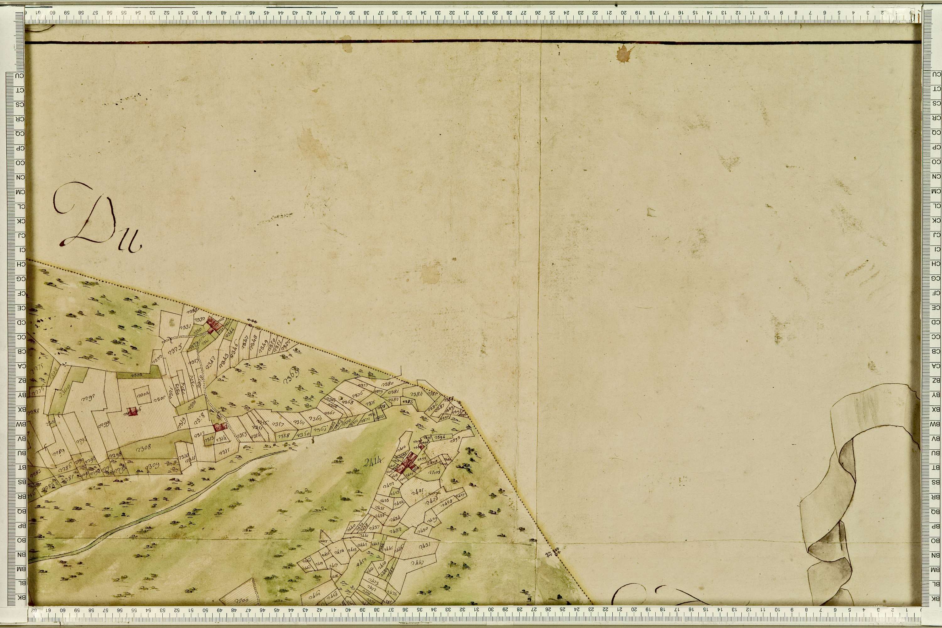 Feissons-sur-Isère - Copie de la mappe originale (plan cadastral) de la commune de Fessons-sous-Briançon. Signée Cocelli, directeur de la péréquation.