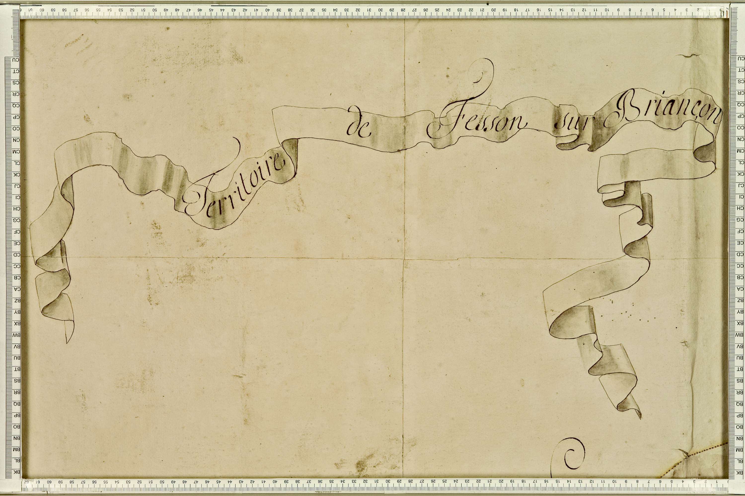 Feissons-sur-Isère - Copie de la mappe originale (plan cadastral) de la commune de Fessons-sous-Briançon. Signée Cocelli, directeur de la péréquation.