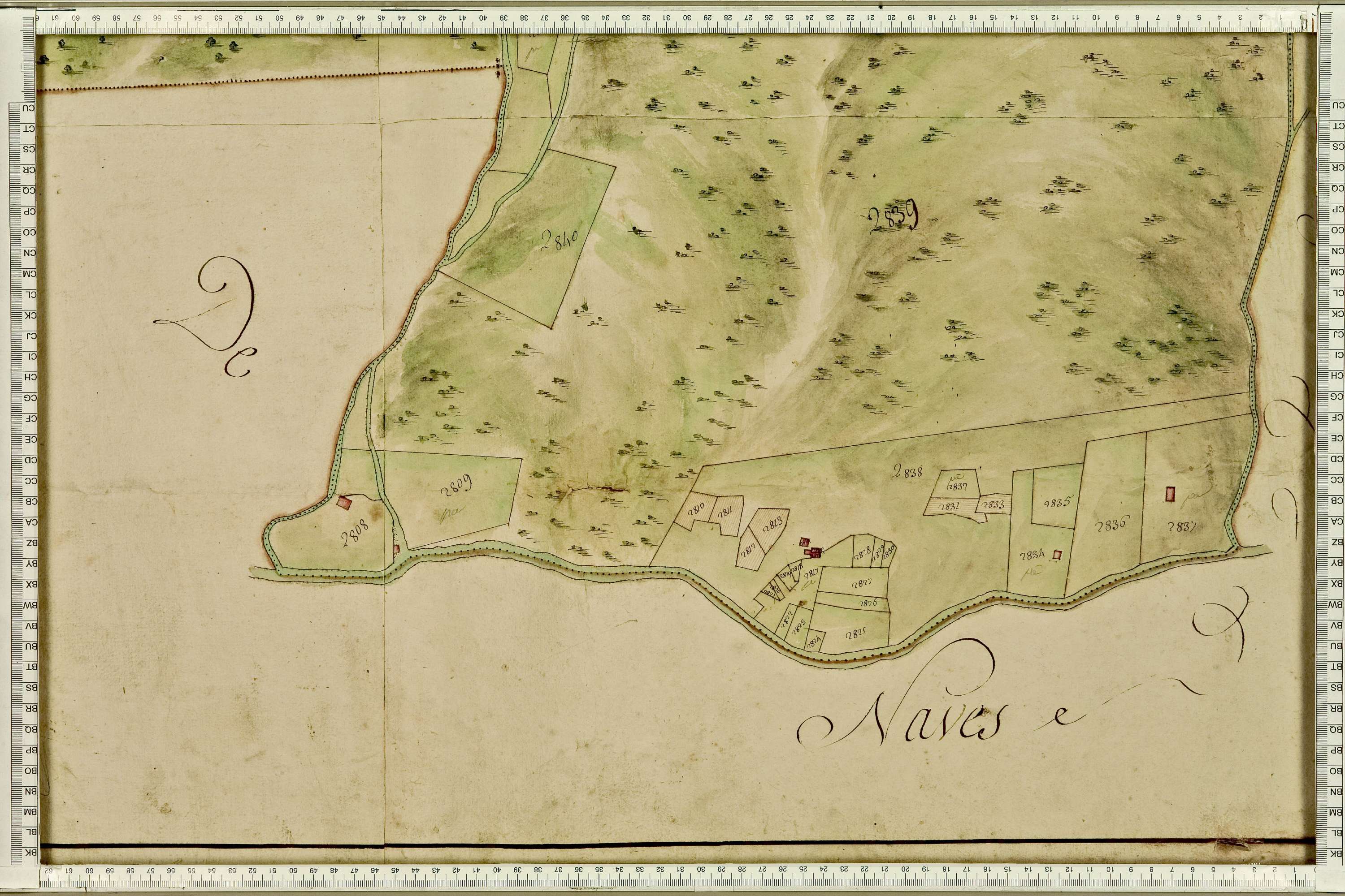 Feissons-sur-Isère - Copie de la mappe originale (plan cadastral) de la commune de Fessons-sous-Briançon. Signée Cocelli, directeur de la péréquation.