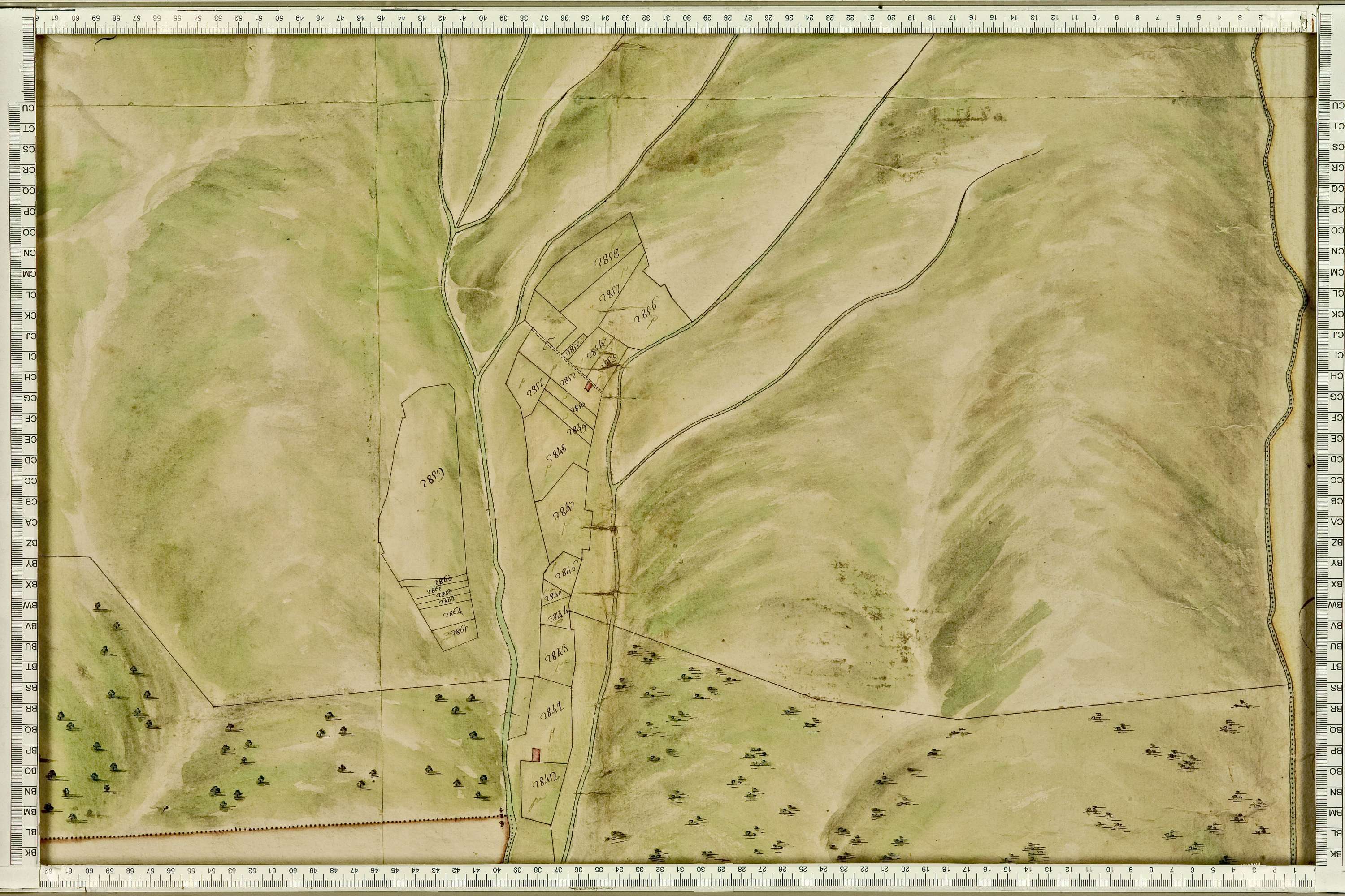 Feissons-sur-Isère - Copie de la mappe originale (plan cadastral) de la commune de Fessons-sous-Briançon. Signée Cocelli, directeur de la péréquation.