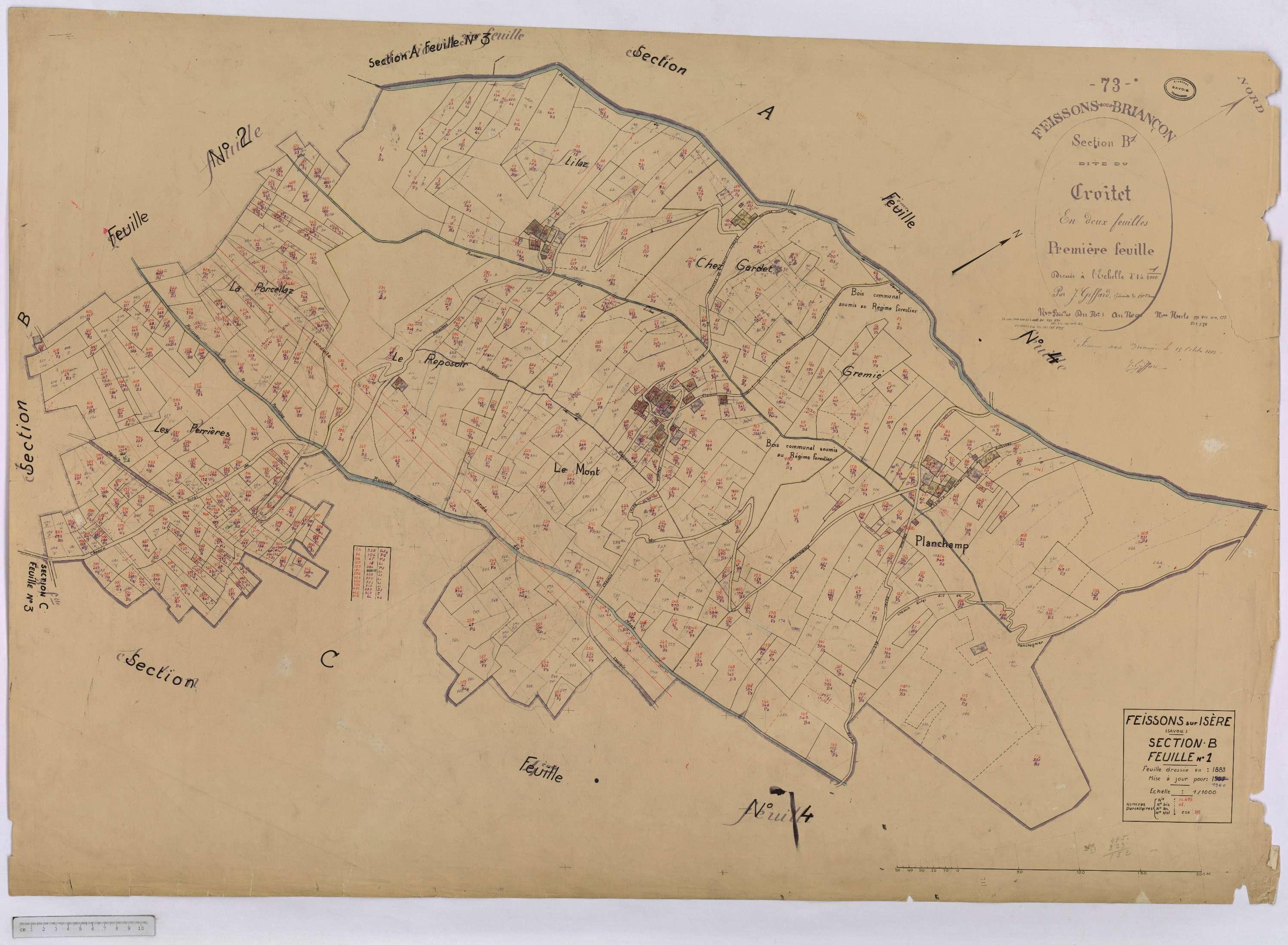 Feissons-sur-Isère - Cadastre rénové (1960).