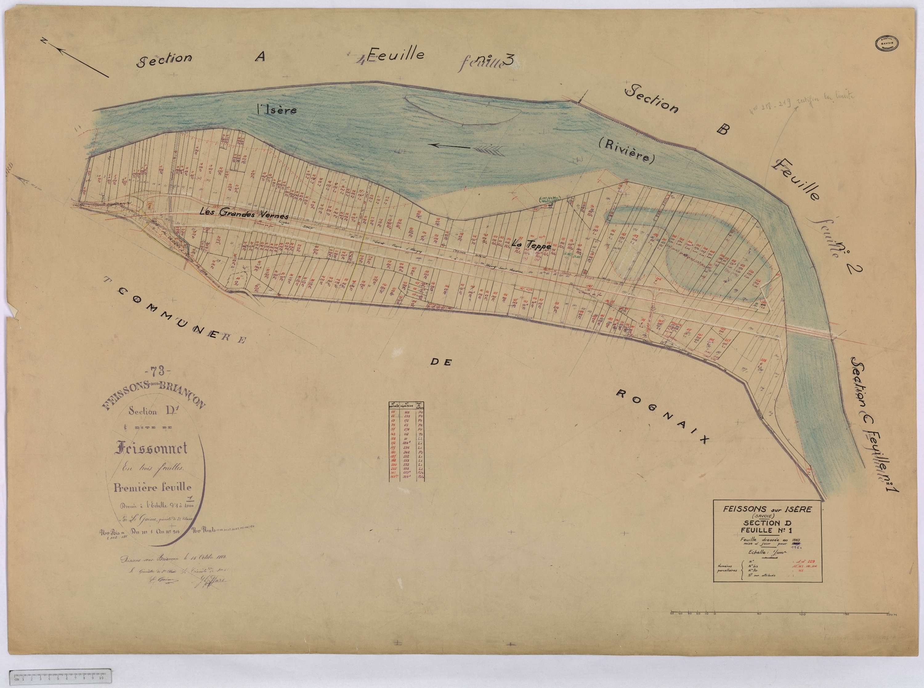 Feissons-sur-Isère - Cadastre rénové (1960).