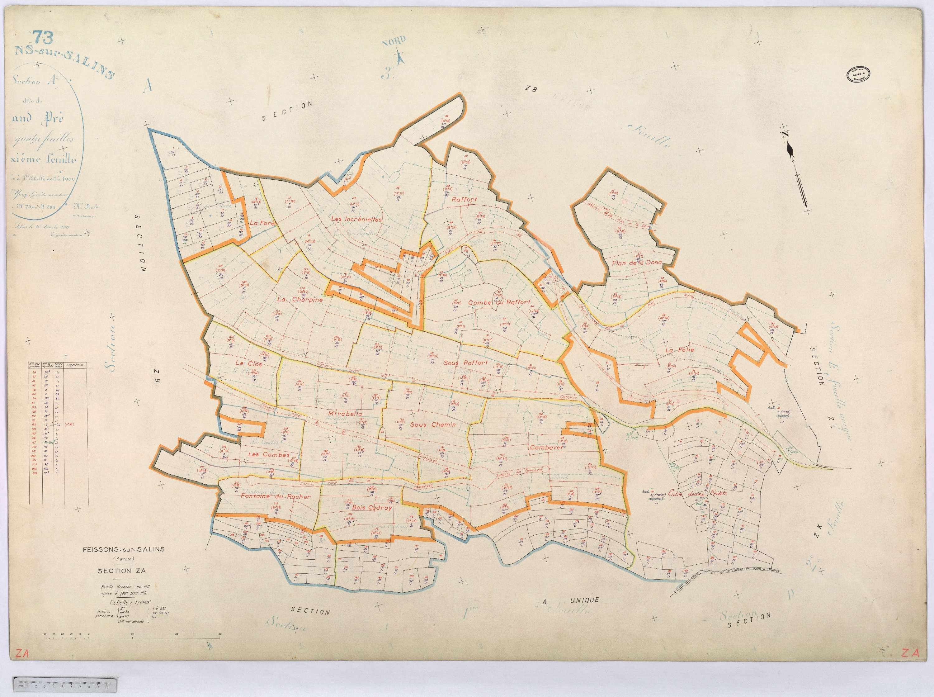 Feissons-sur-Salins - Cadastre rénové [1974] et remembré (s.d.).