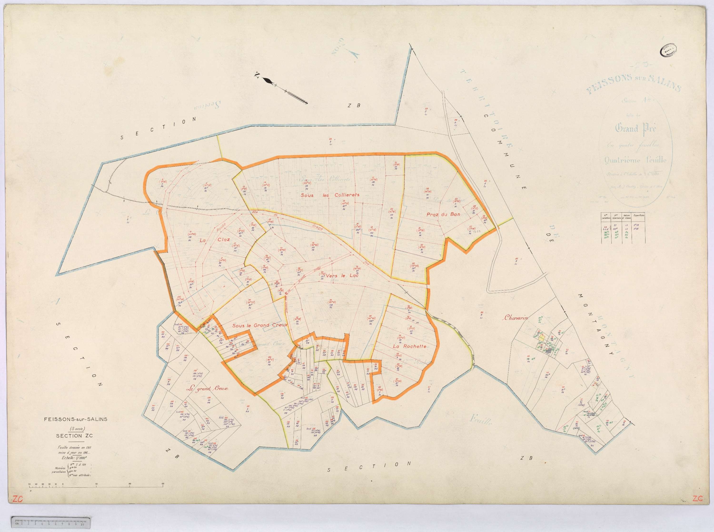 Feissons-sur-Salins - Cadastre rénové [1974] et remembré (s.d.).