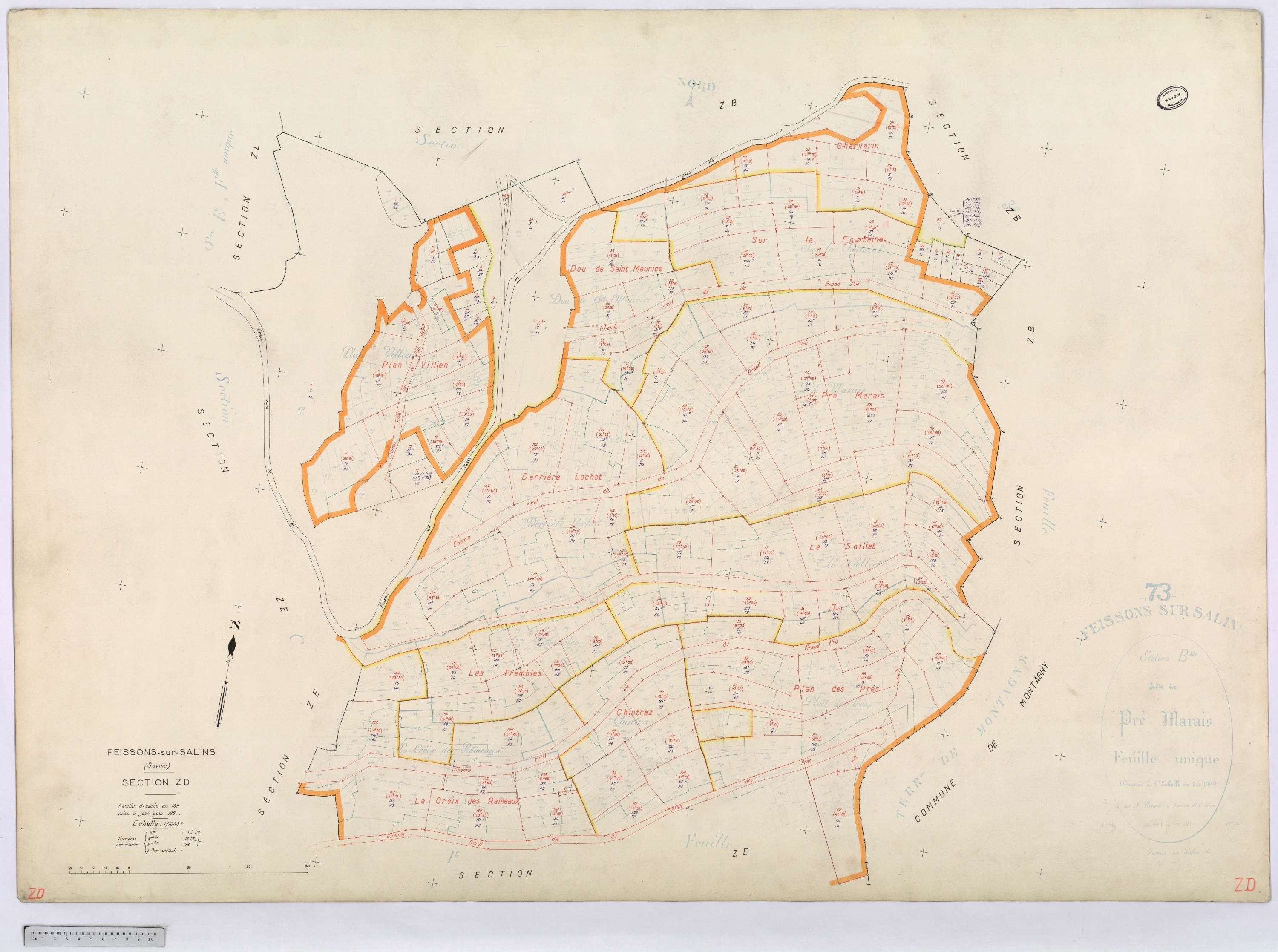 Feissons-sur-Salins - Cadastre rénové [1974] et remembré (s.d.).