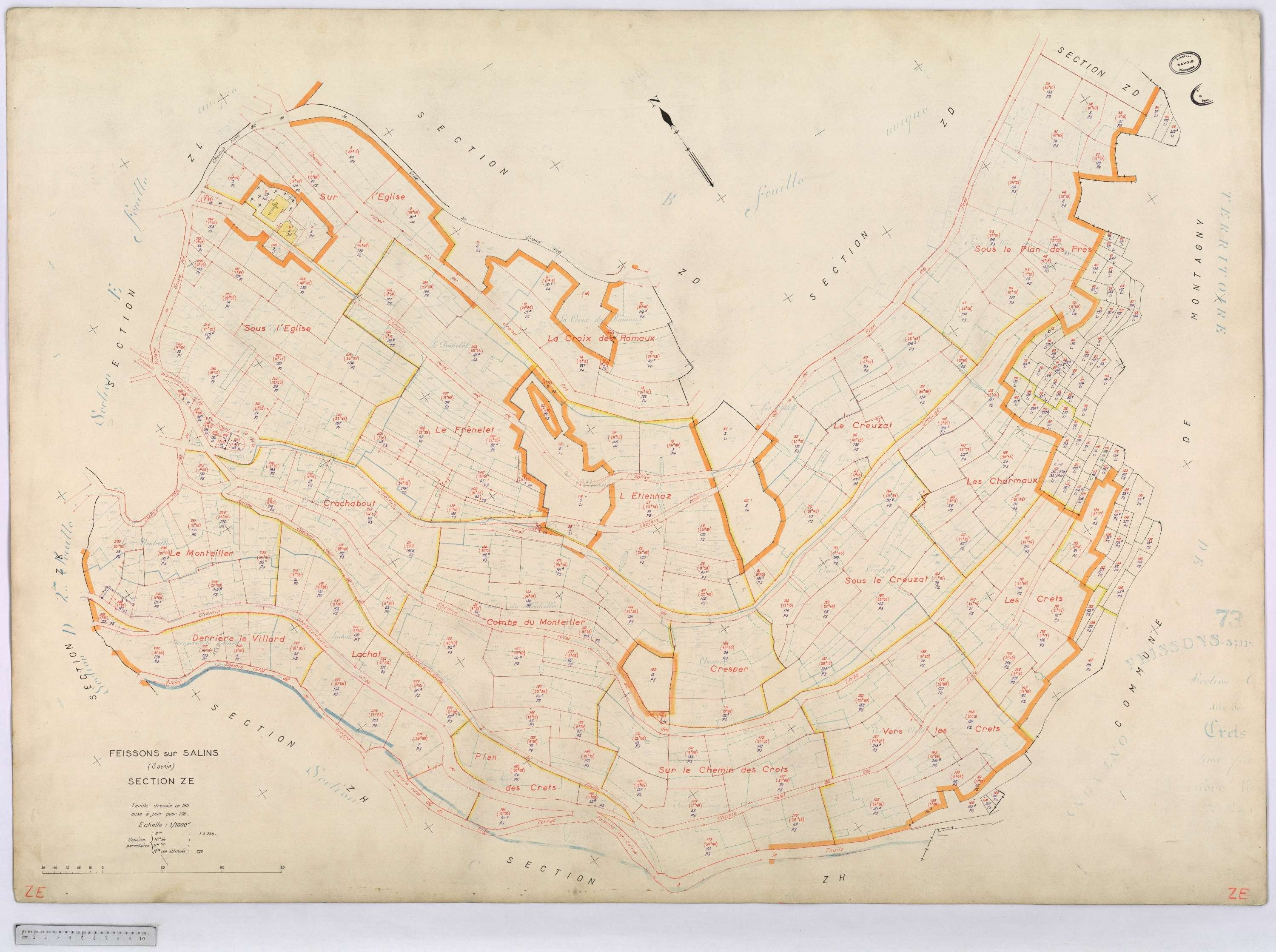 Feissons-sur-Salins - Cadastre rénové [1974] et remembré (s.d.).