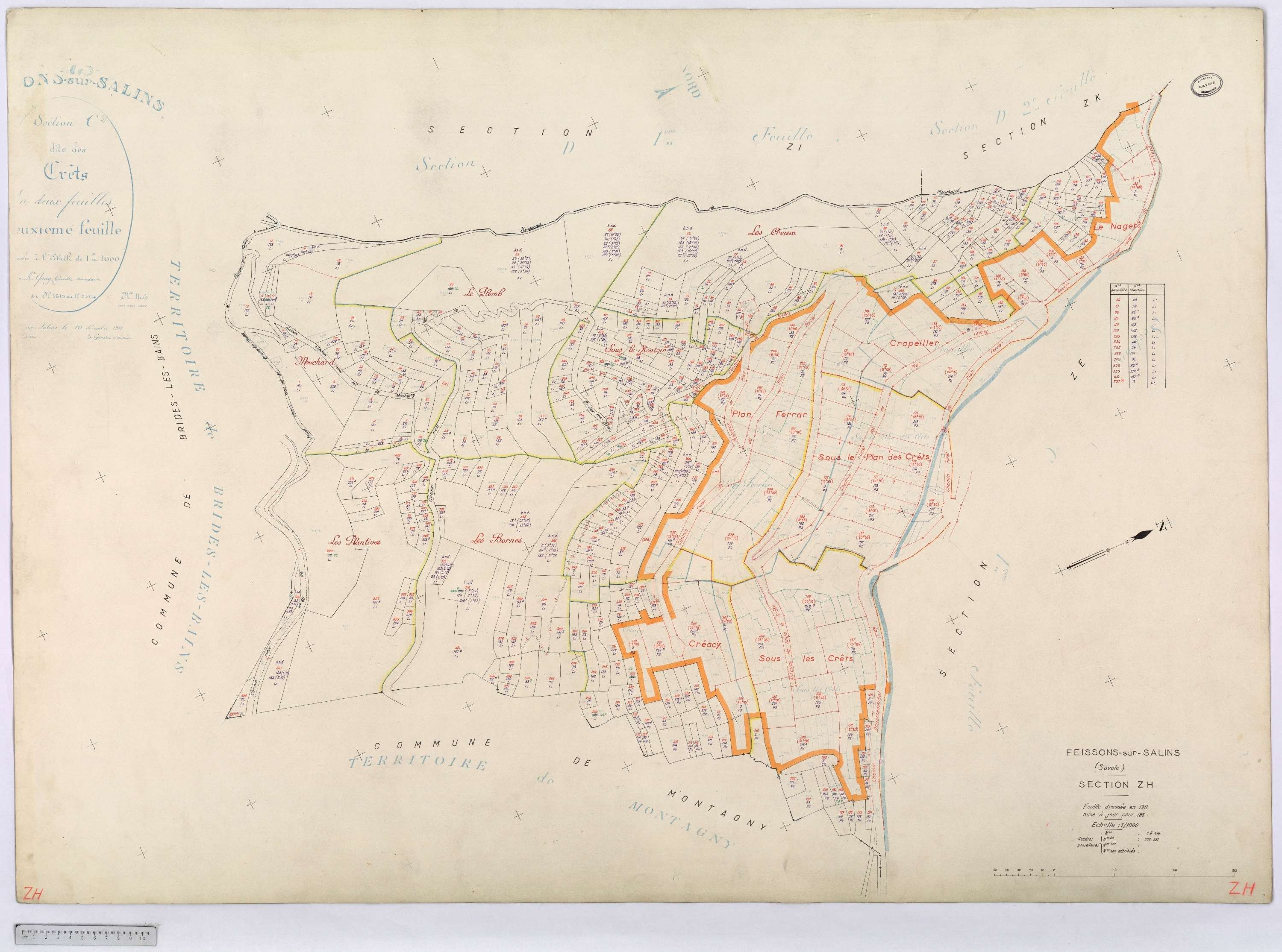 Feissons-sur-Salins - Cadastre rénové [1974] et remembré (s.d.).