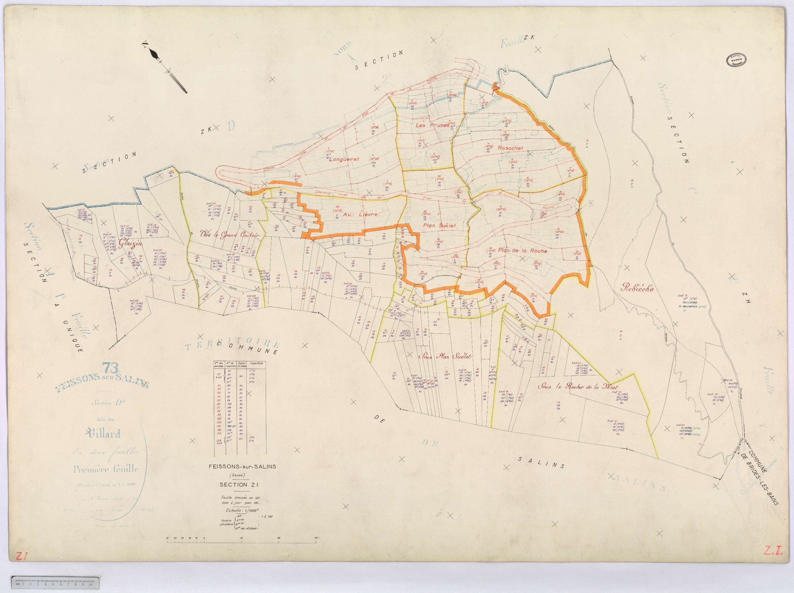 Feissons-sur-Salins - Cadastre rénové [1974] et remembré (s.d.).