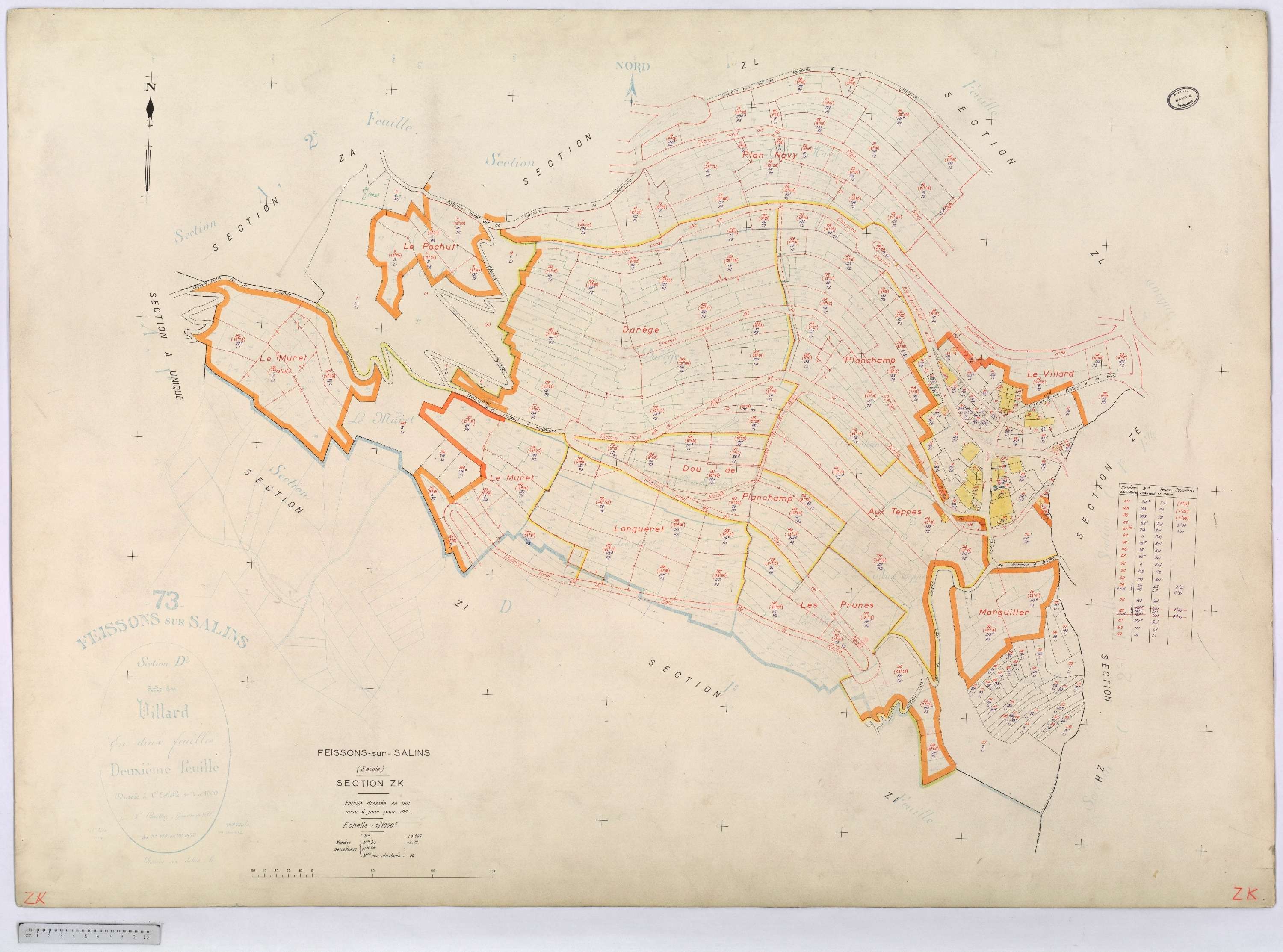 Feissons-sur-Salins - Cadastre rénové [1974] et remembré (s.d.).