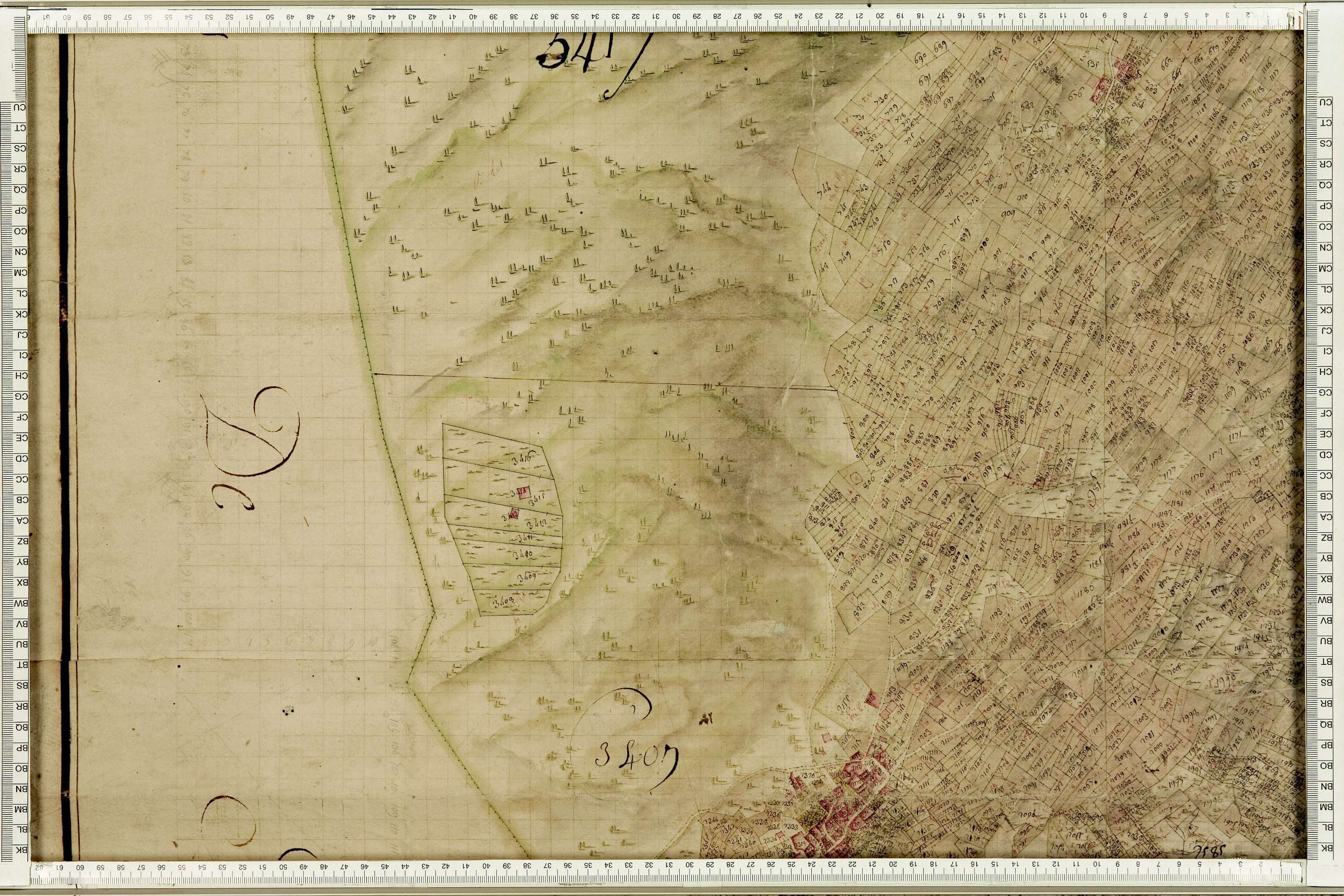 Fontaine-le-Puits - Copie de la mappe originale (plan cadastral) de la commune de Fontaine-le-Puy. Signée Cocelli, directeur de la péréquation.