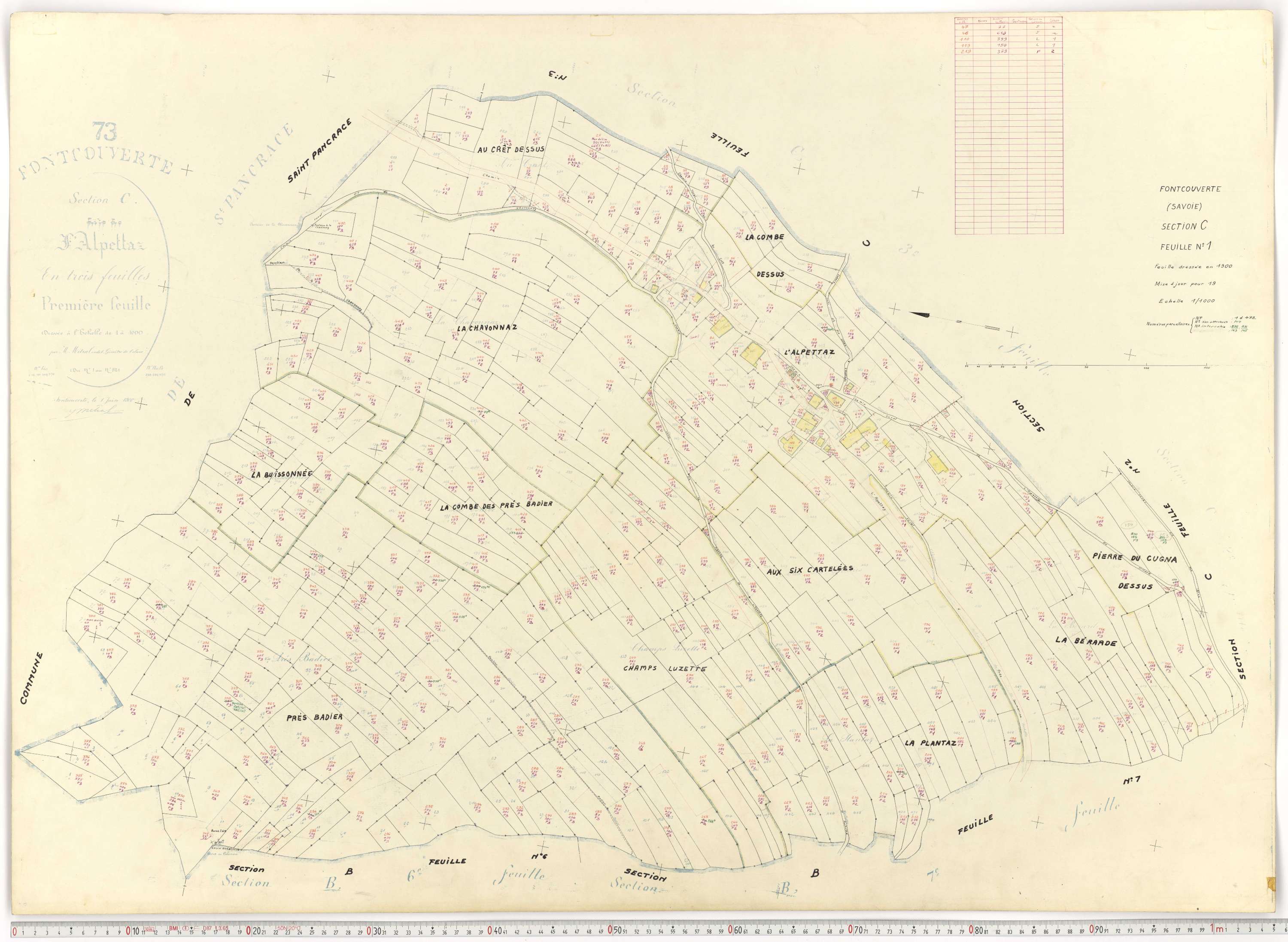 Fontcouverte-la-Toussuire - Plans cadastraux du cadastre rénové.