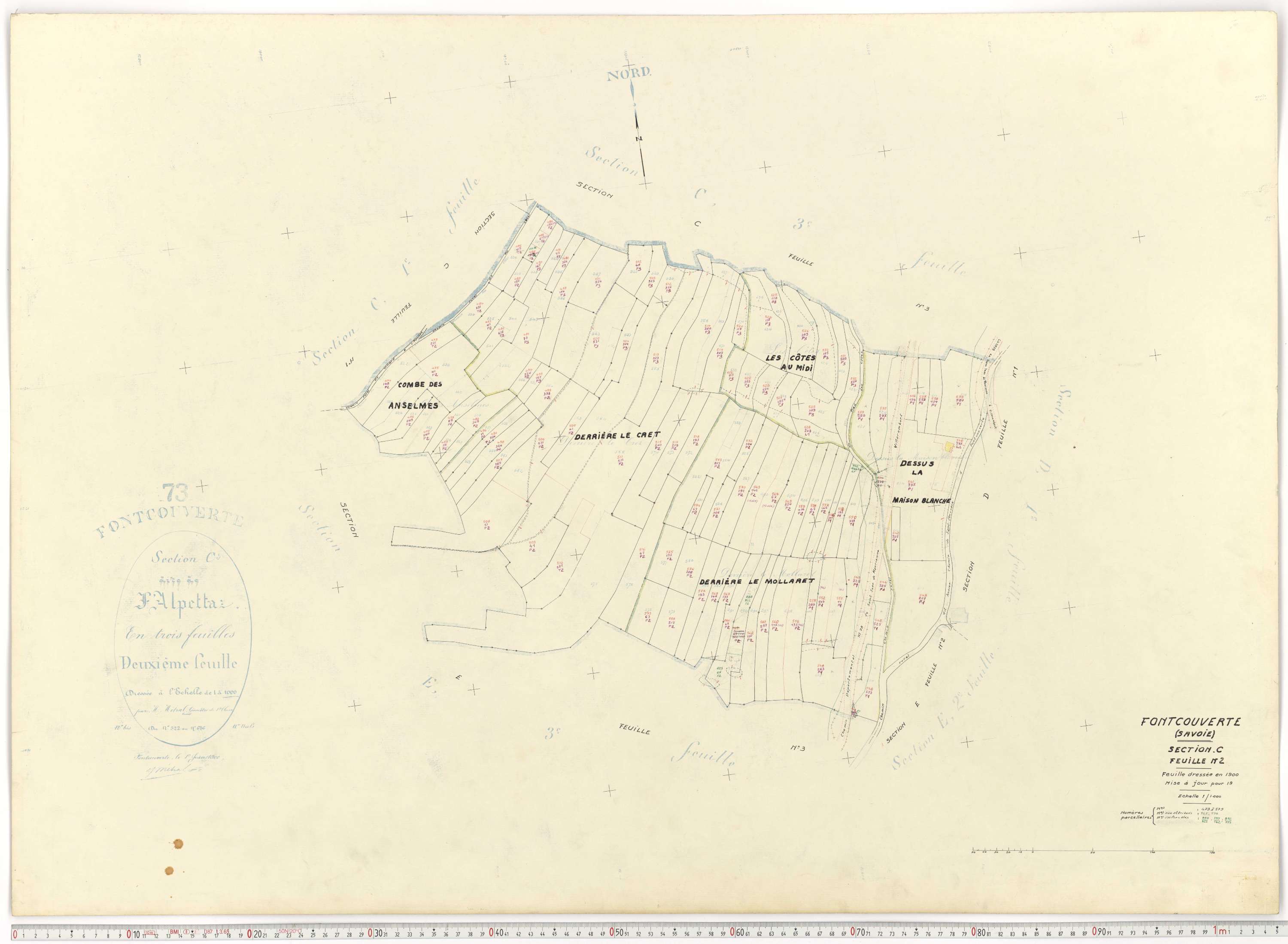 Fontcouverte-la-Toussuire - Plans cadastraux du cadastre rénové.
