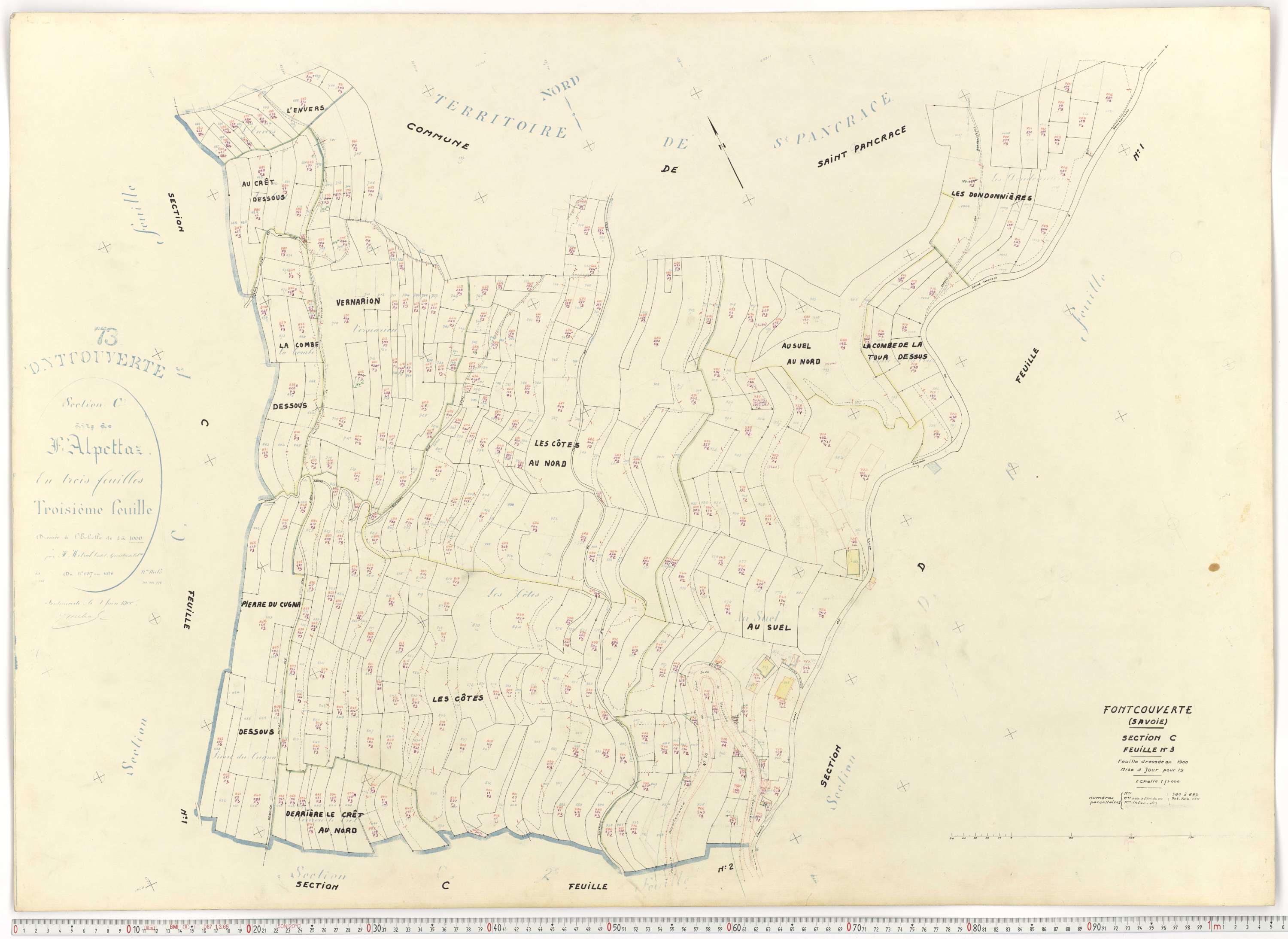 Fontcouverte-la-Toussuire - Plans cadastraux du cadastre rénové.