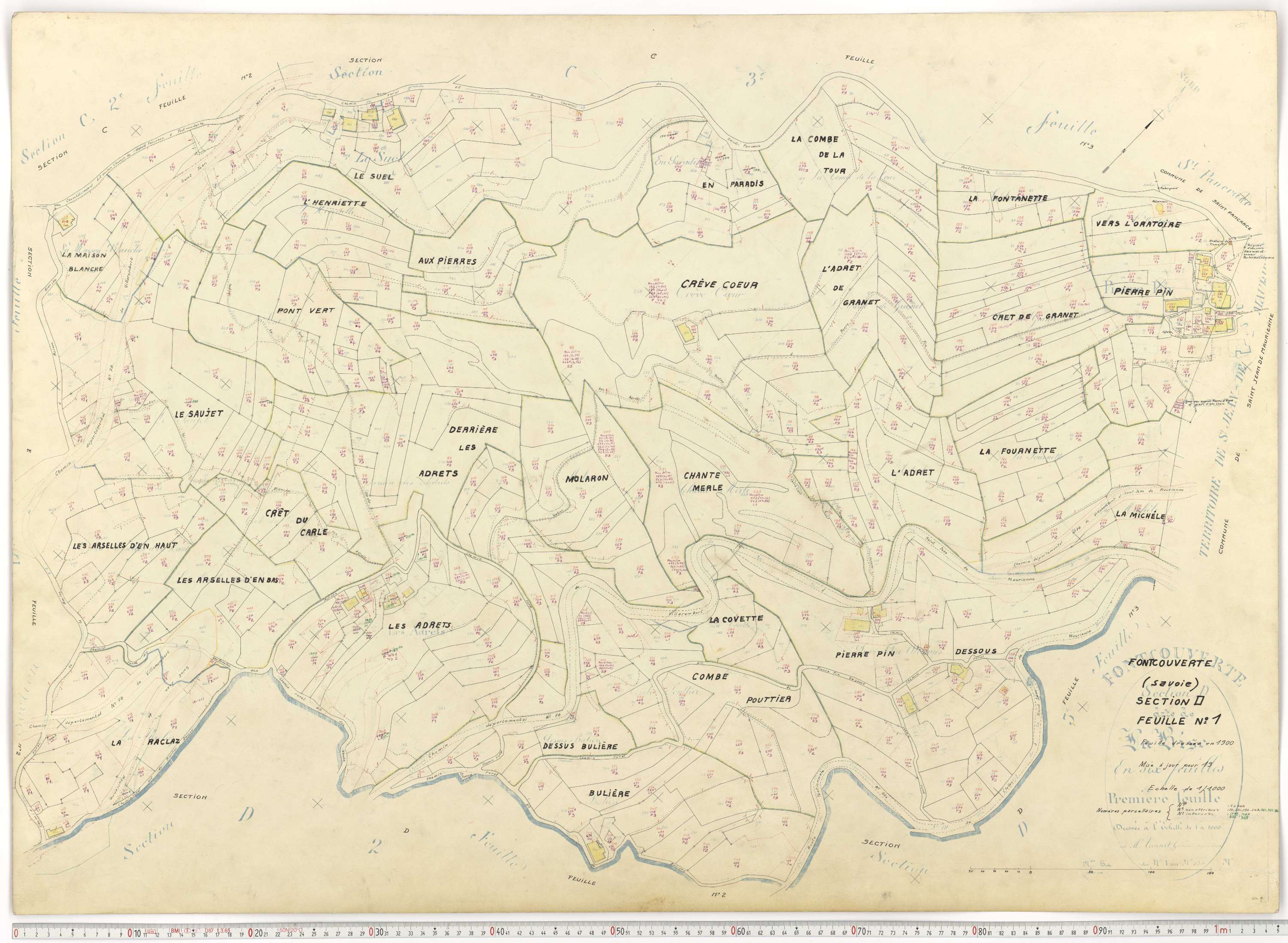 Fontcouverte-la-Toussuire - Plans cadastraux du cadastre rénové.