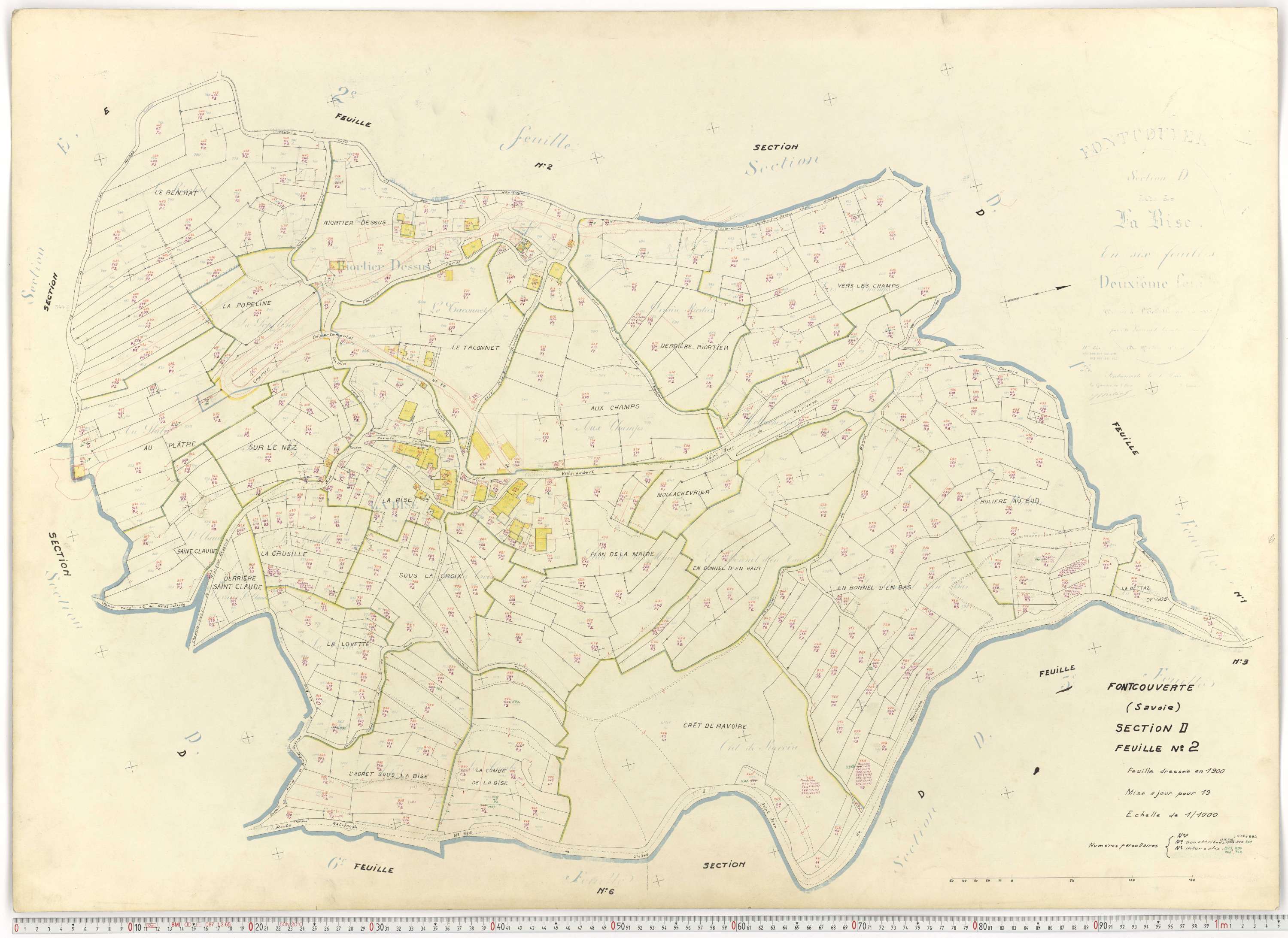 Fontcouverte-la-Toussuire - Plans cadastraux du cadastre rénové.