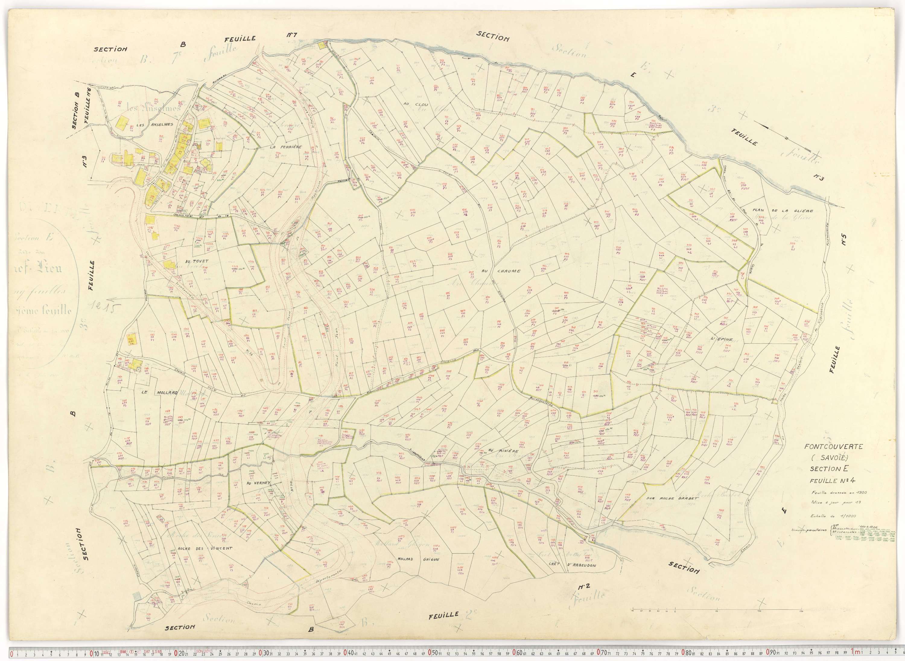 Fontcouverte-la-Toussuire - Plans cadastraux du cadastre rénové.