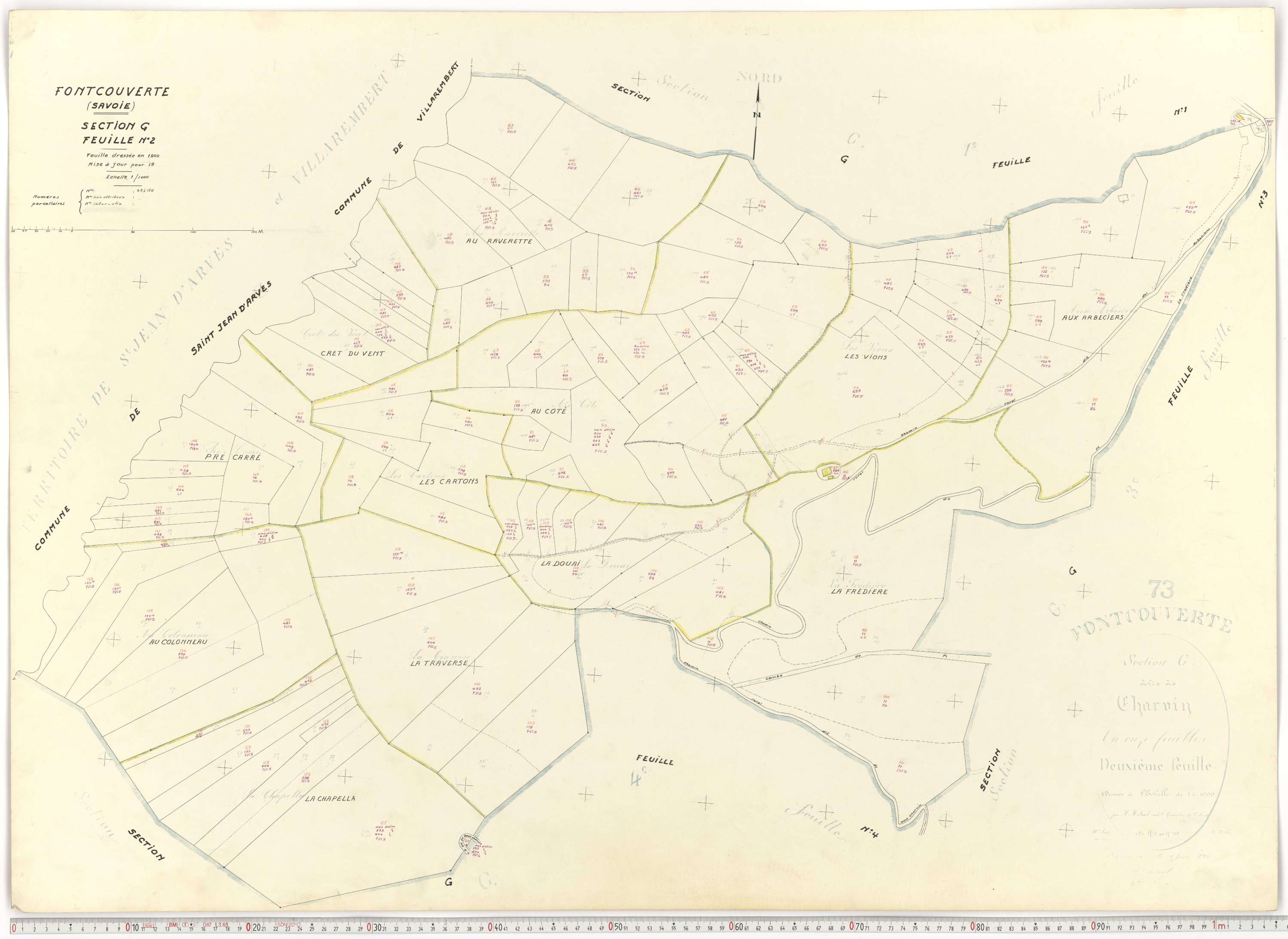 Fontcouverte-la-Toussuire - Plans cadastraux du cadastre rénové.