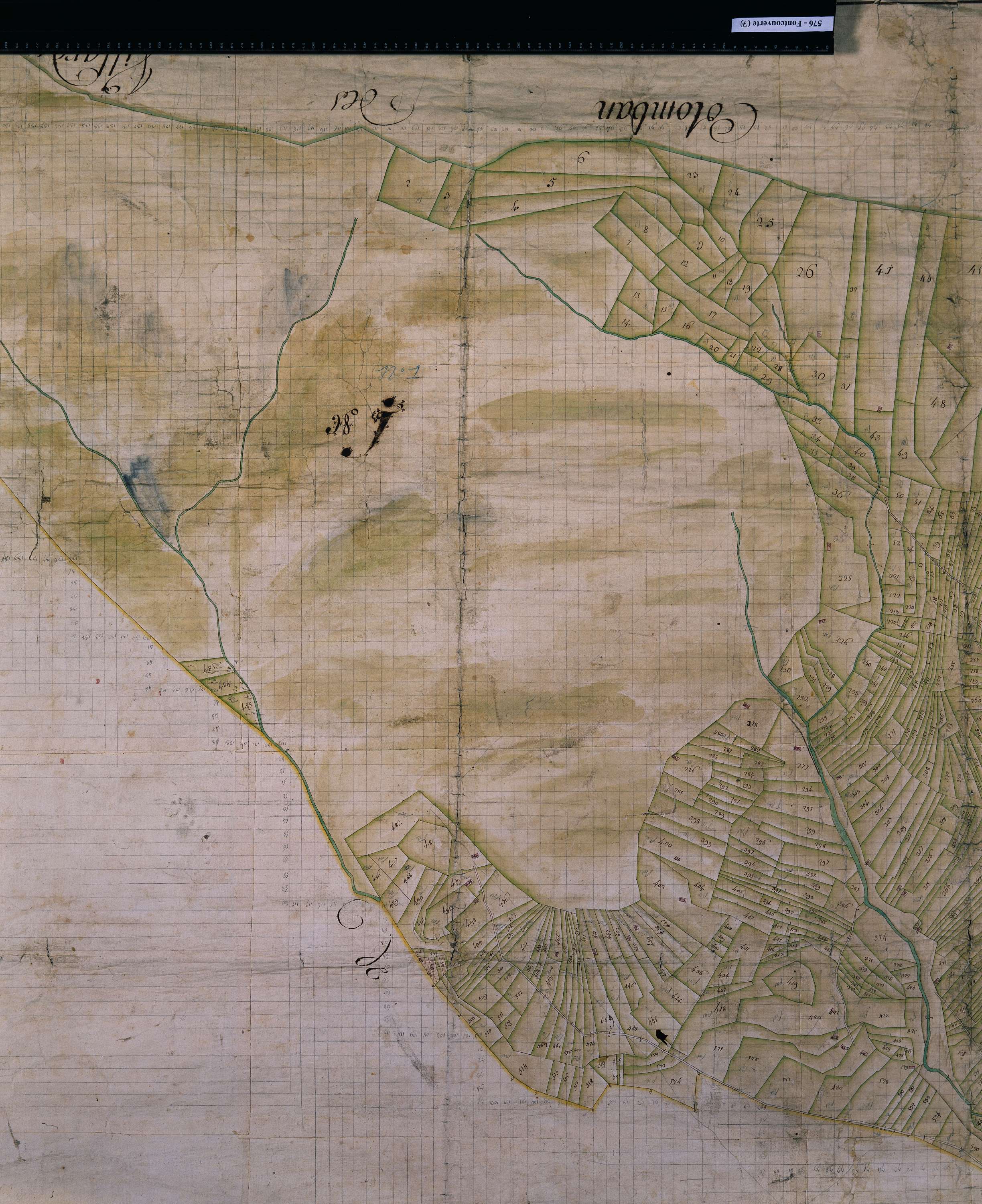 Fontcouverte-la-Toussuire - Copie de la mappe originale (plan cadastral) de la commune de Fontcouverte. Signée Cocelli, directeur de la péréquation.